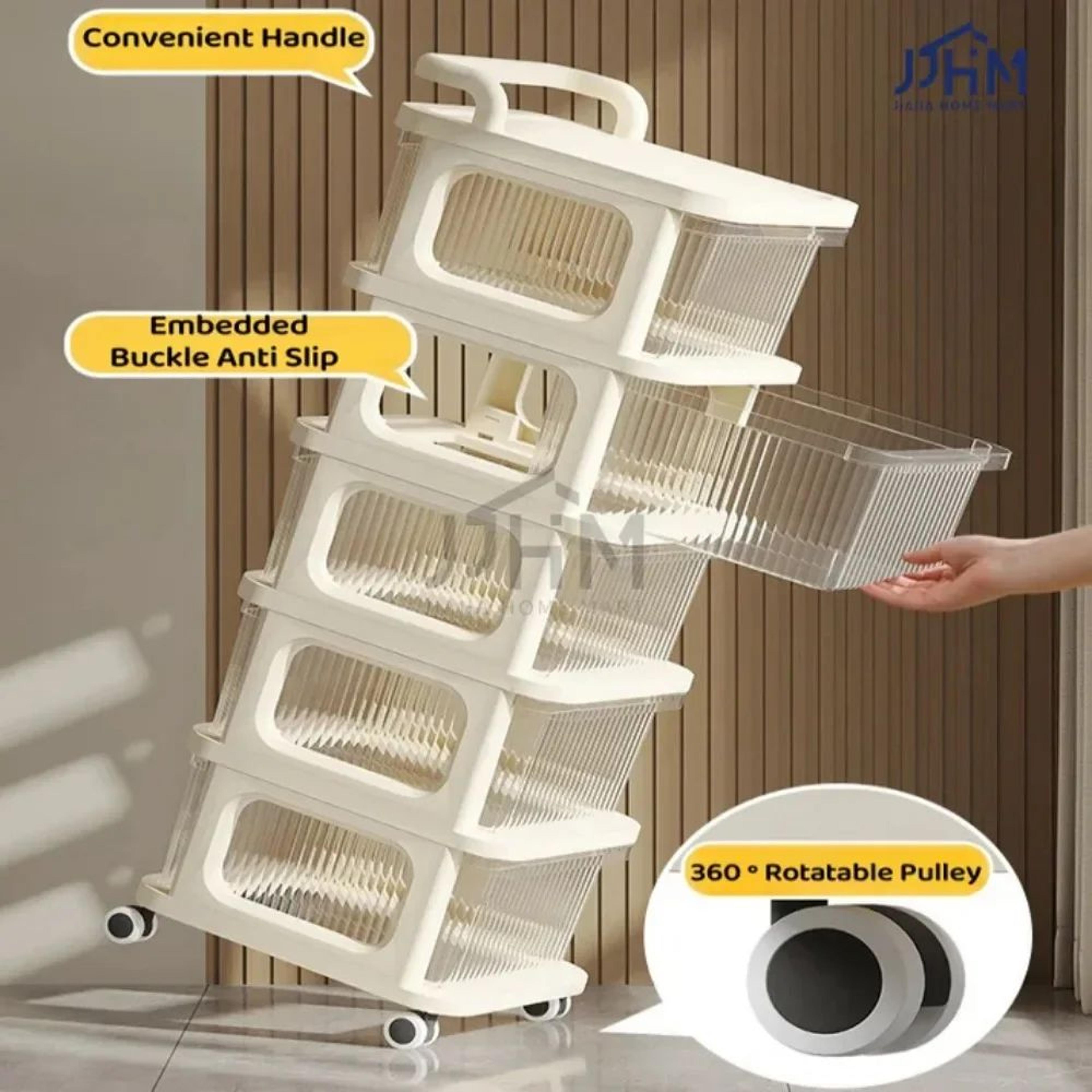 ClearGlide MultiTier Transparent Rolling Storage Cart  Acrylic Style Drawer Snack  Toy Organizer 4