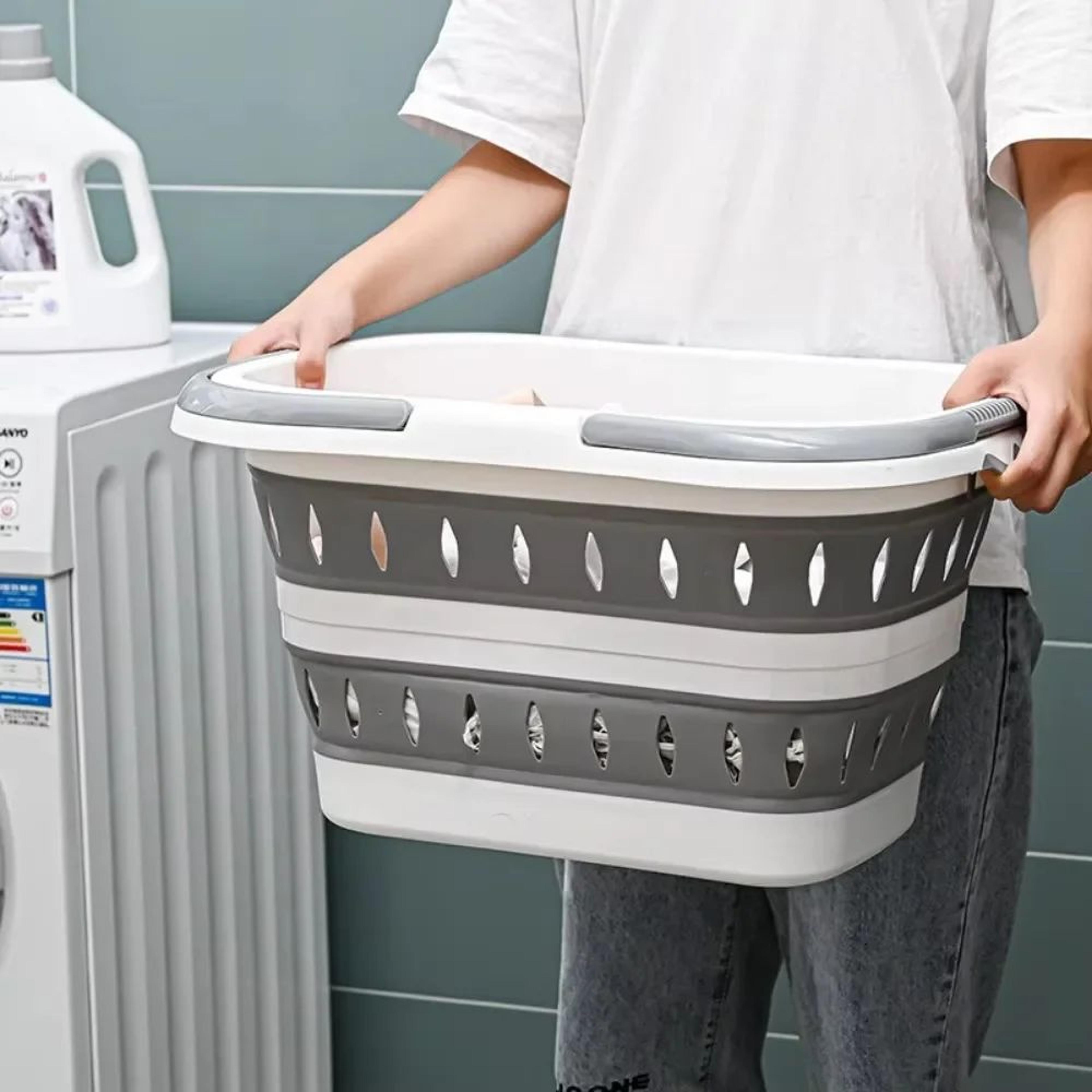 WallFlex Foldable Laundry Basket  Wall Mounted PP Dirty Clothes Hamper With Handle 4