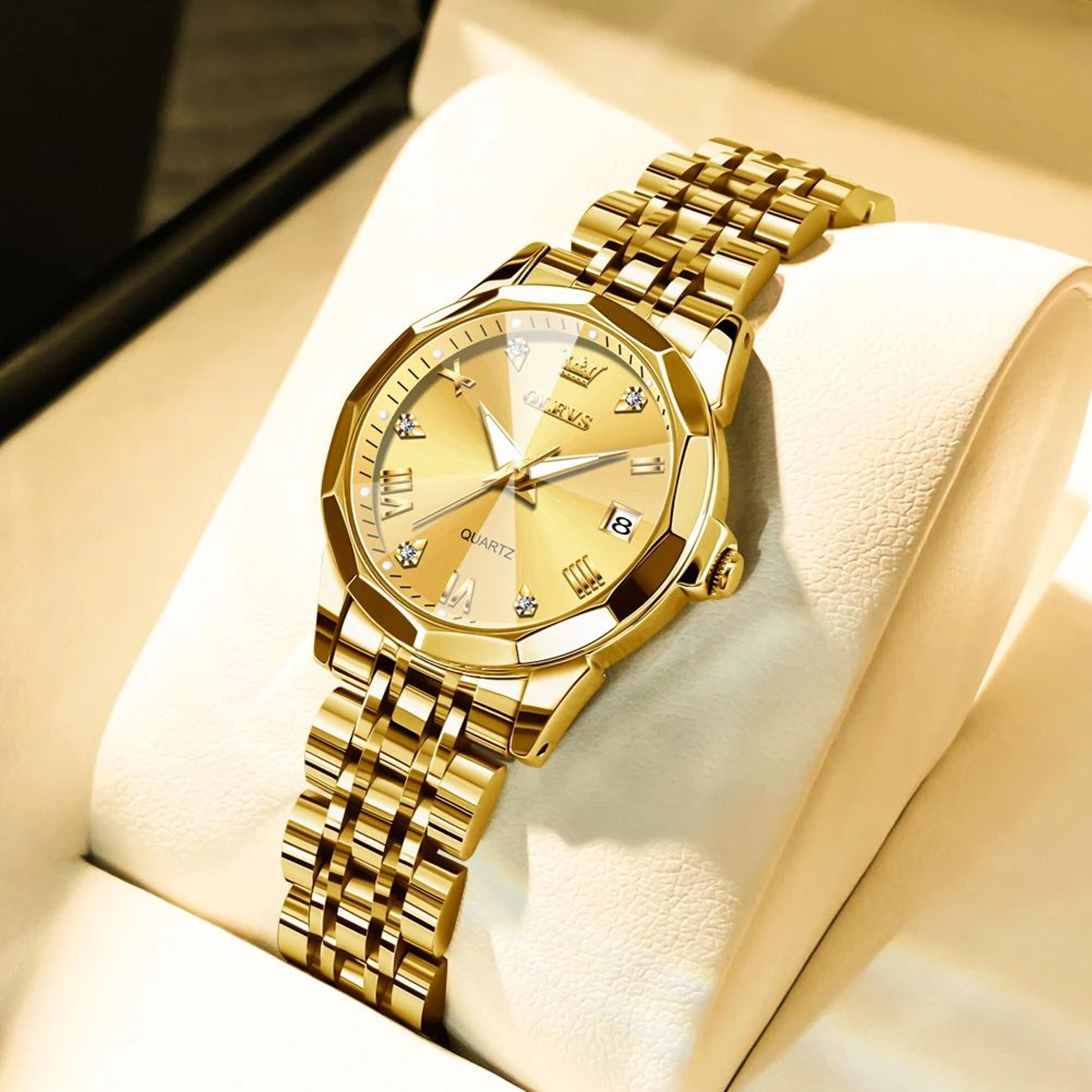 OLEVS Elegant Golden Womens Quartz Watch  Waterproof Stainless Steel Luxury Ladies Wristwatch 11