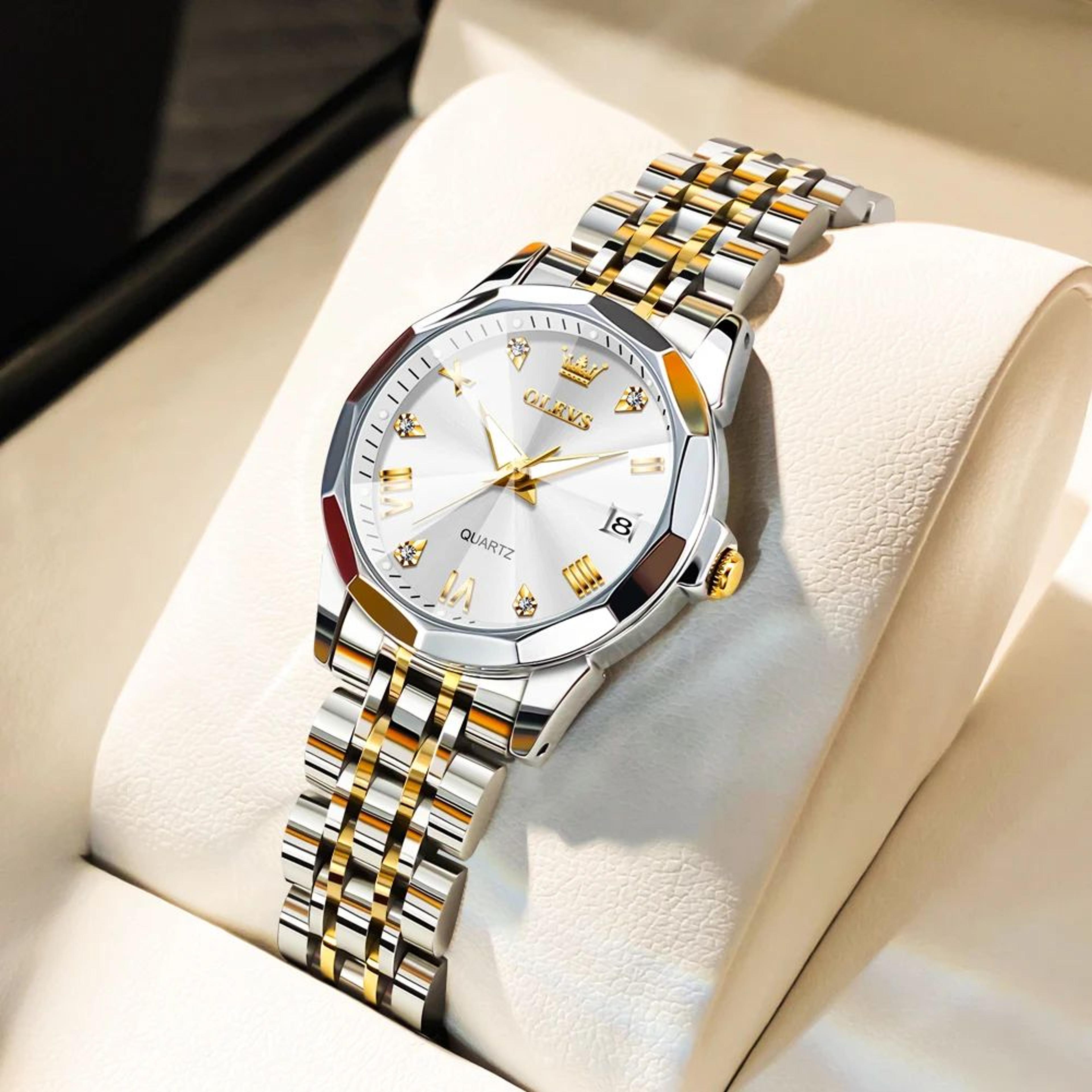 OLEVS Elegant Golden Womens Quartz Watch  Waterproof Stainless Steel Luxury Ladies Wristwatch 16