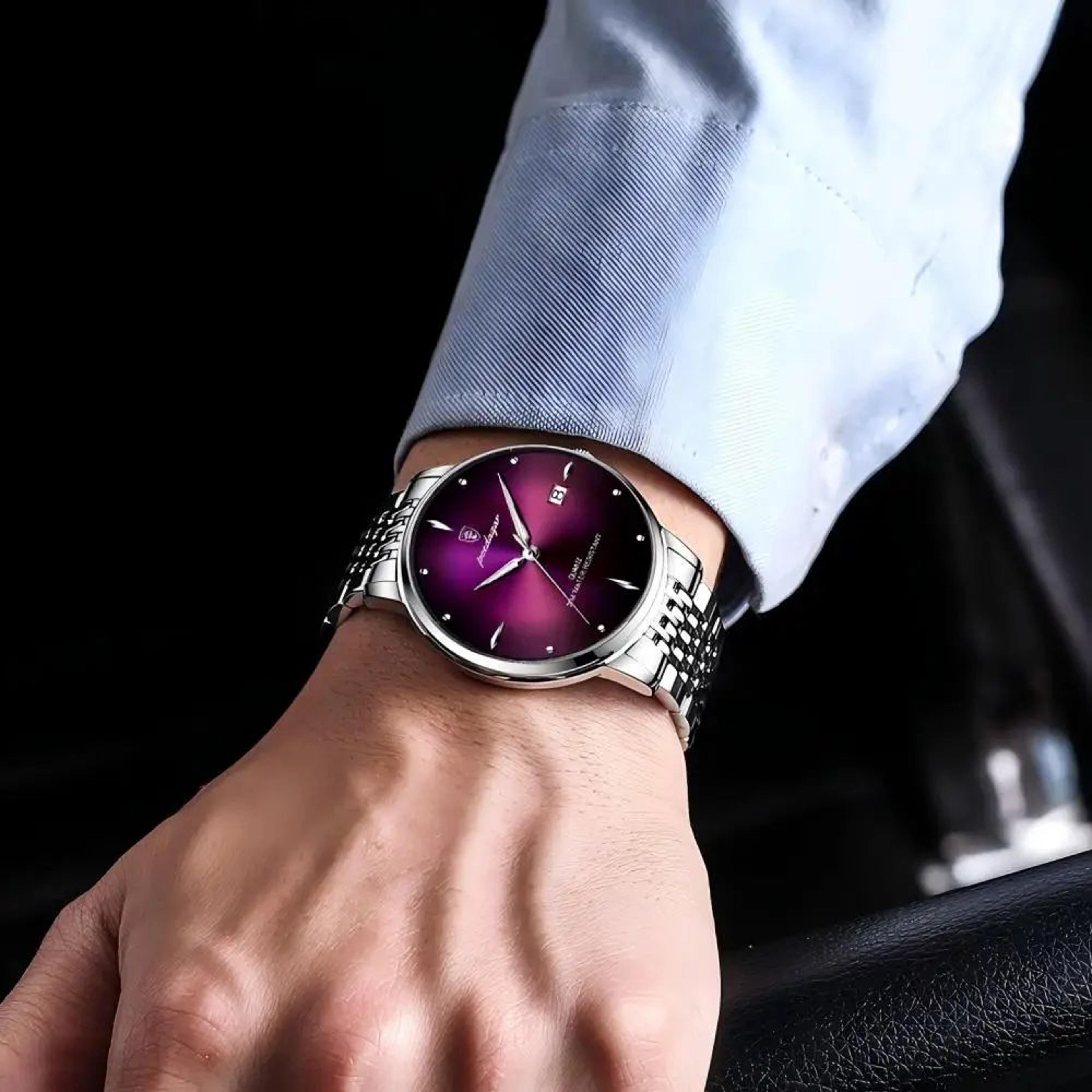 POEDAGAR Smart Casual Waterproof Stainless Steel Mens Quartz Watch 4