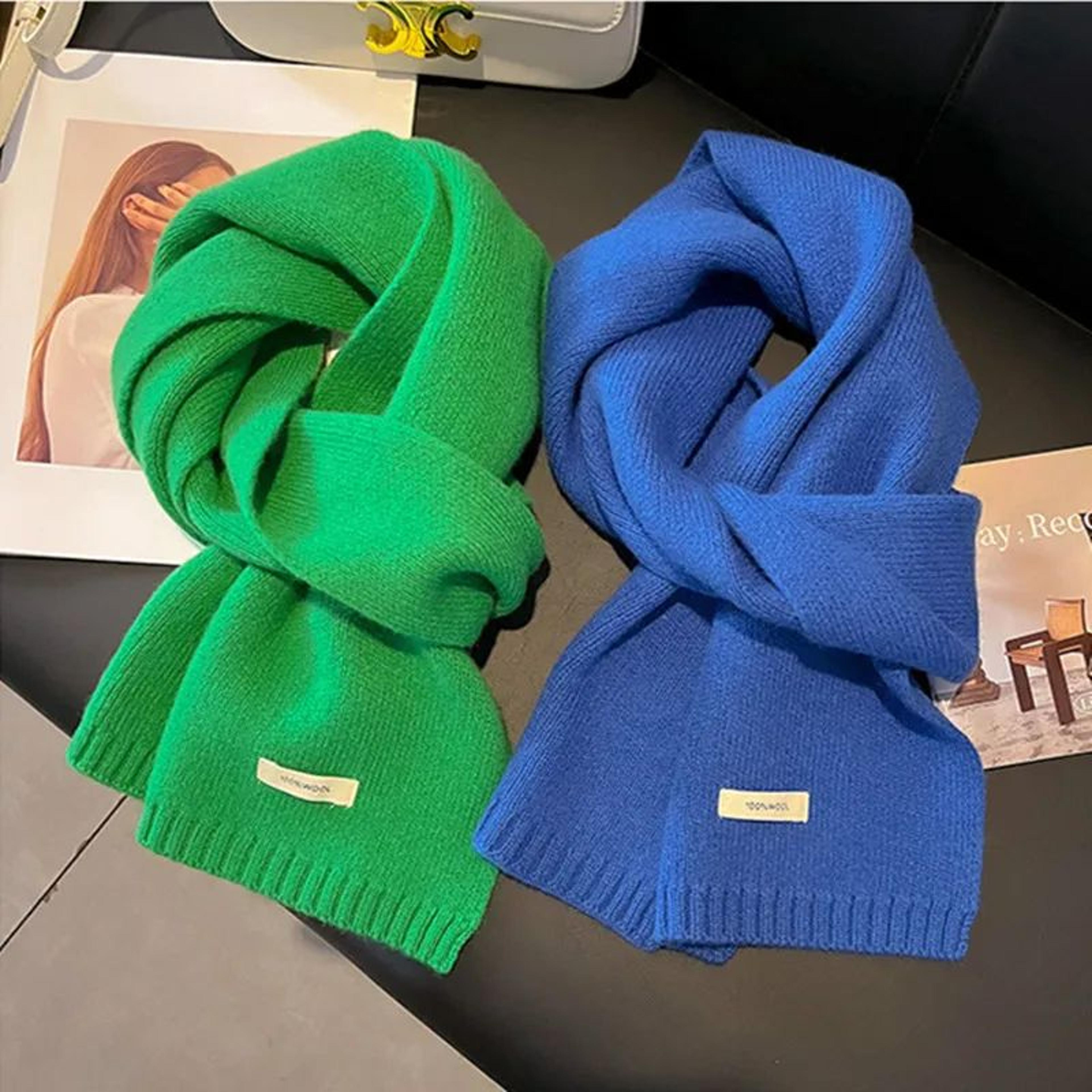 premium wool knitted winter scarf – thick warm cashmere-feel pashmina shawl