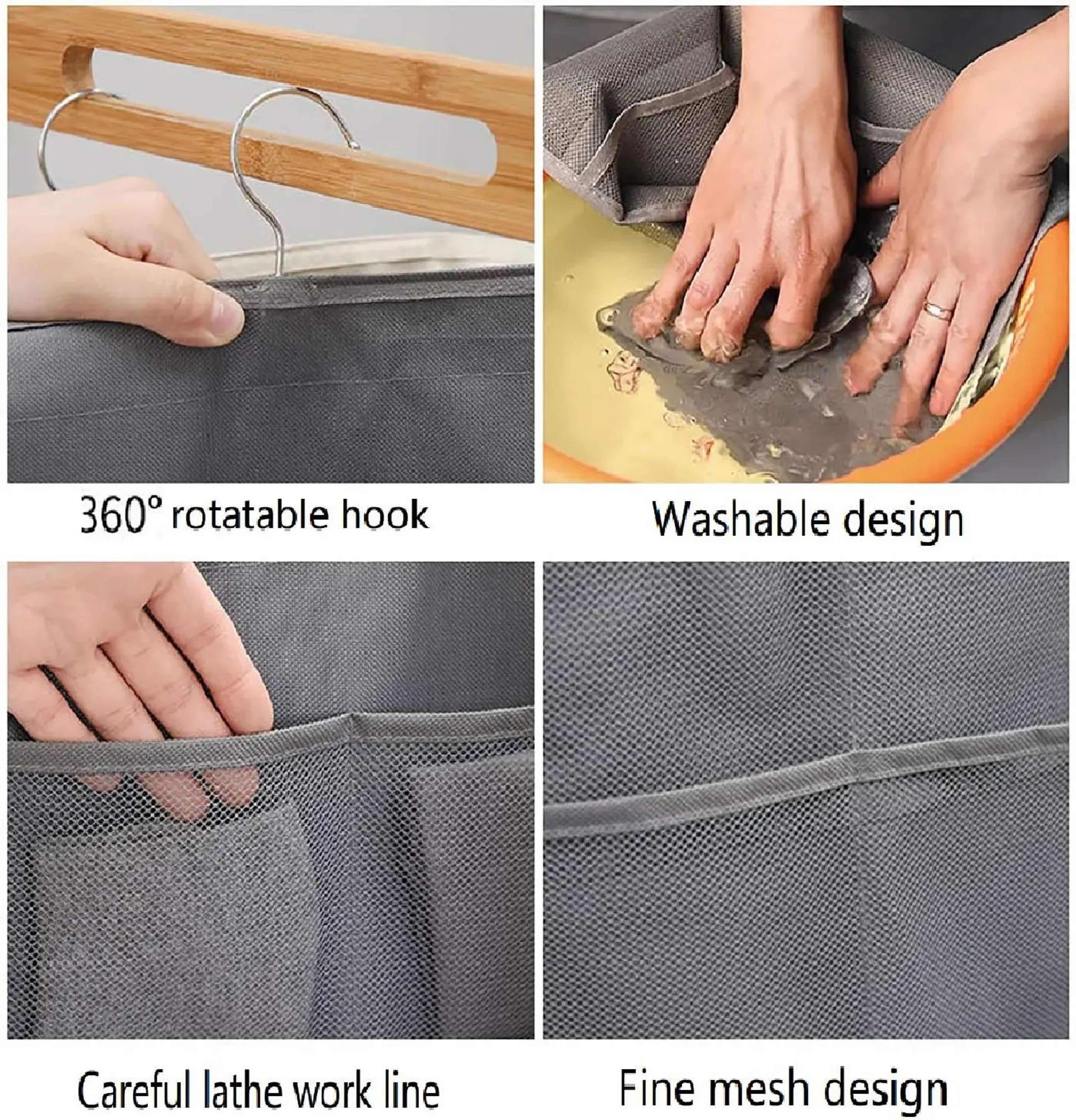 DualSpace DoubleSided Hanging Underwear Organizer  Foldable Wardrobe  Wall Storage Bag For Socks An 3