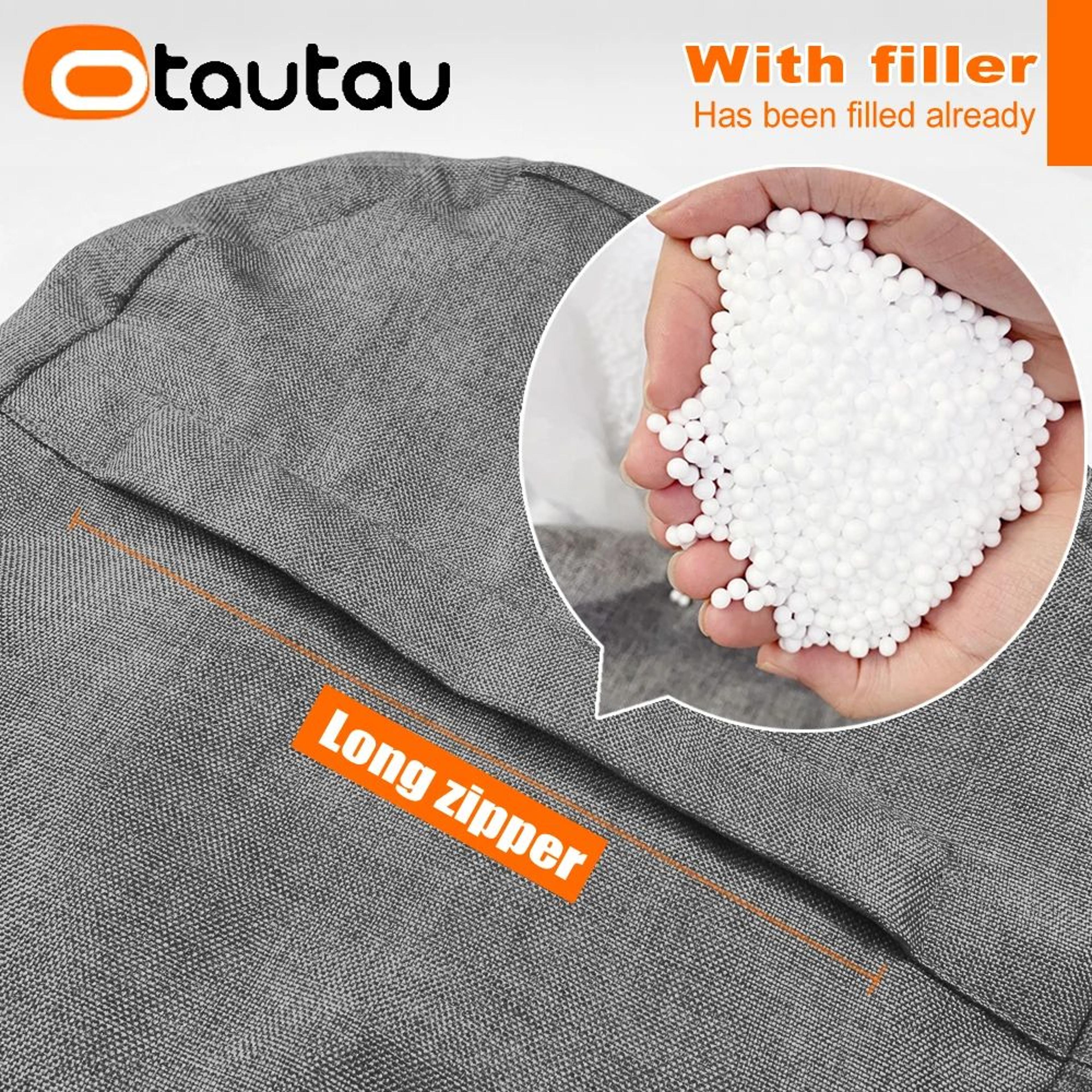 Round Linen Bean Bag Ottoman  Filled Pouf Footstool For Living Room  Tatami Seating 5
