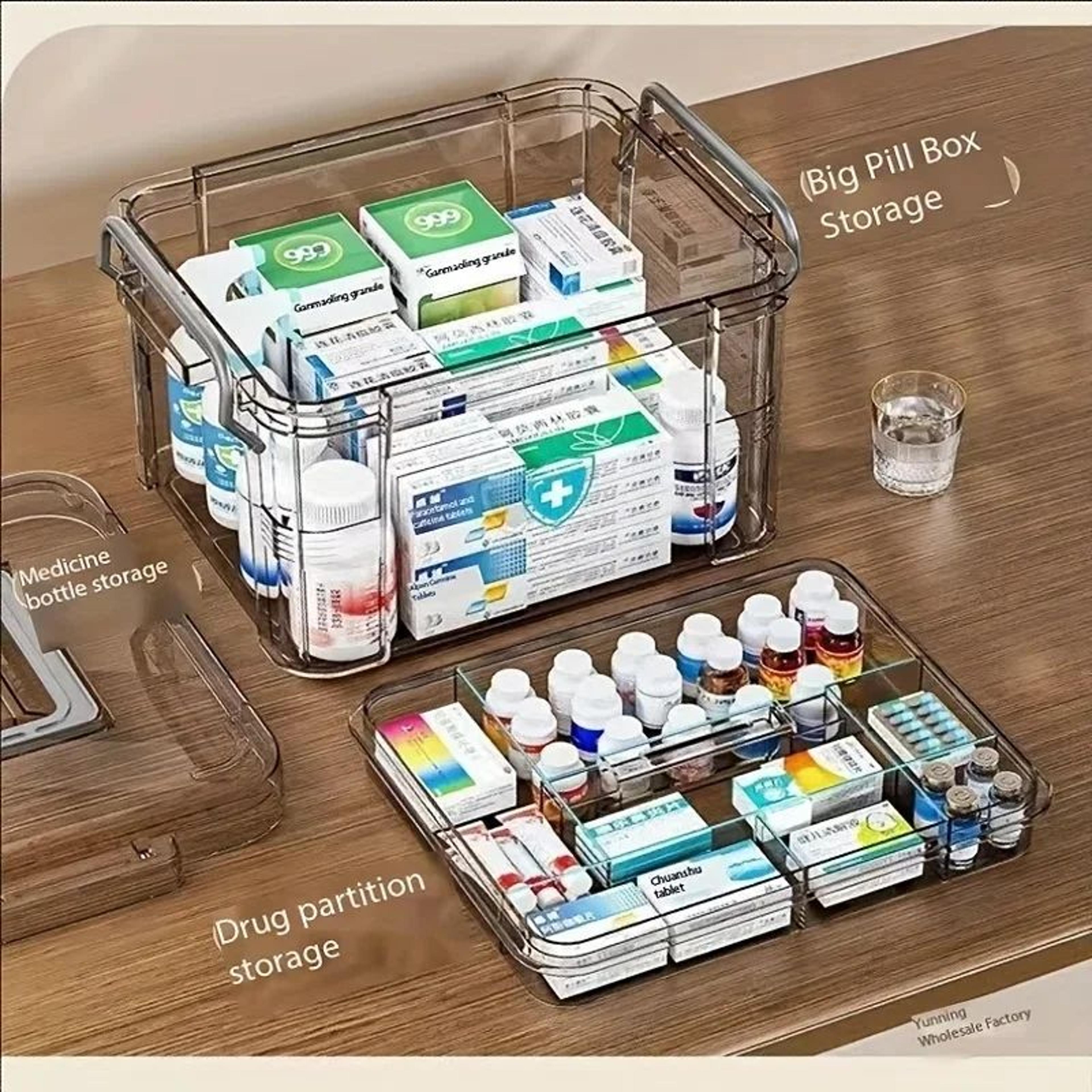 ClearView Plastic First Aid Storage Box With Removable Tray  Thickened Medicine Organizer Chest 3