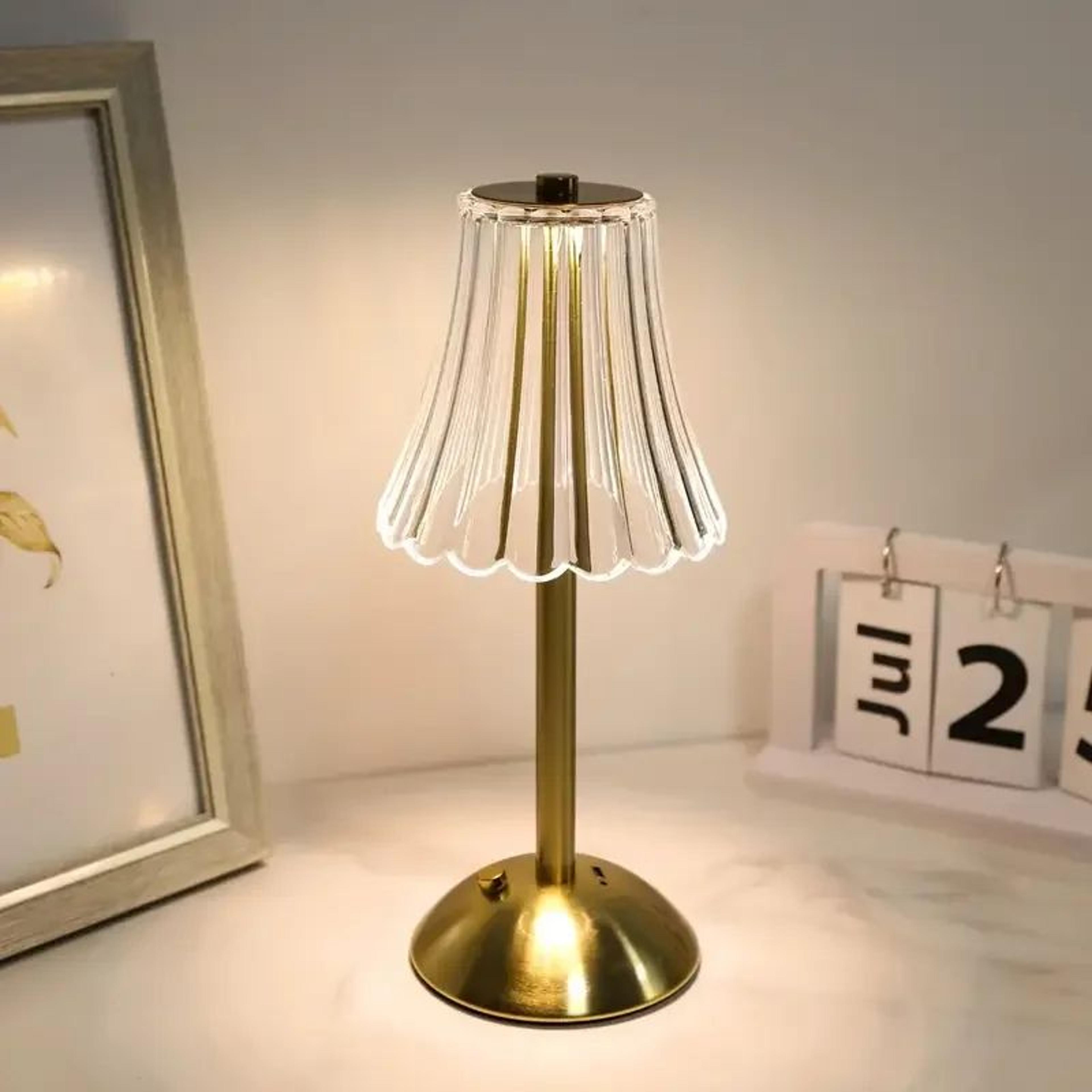 Modern Crystal LED Touch Desk Lamp  Rechargeable Gold Cordless Decorative Light 6