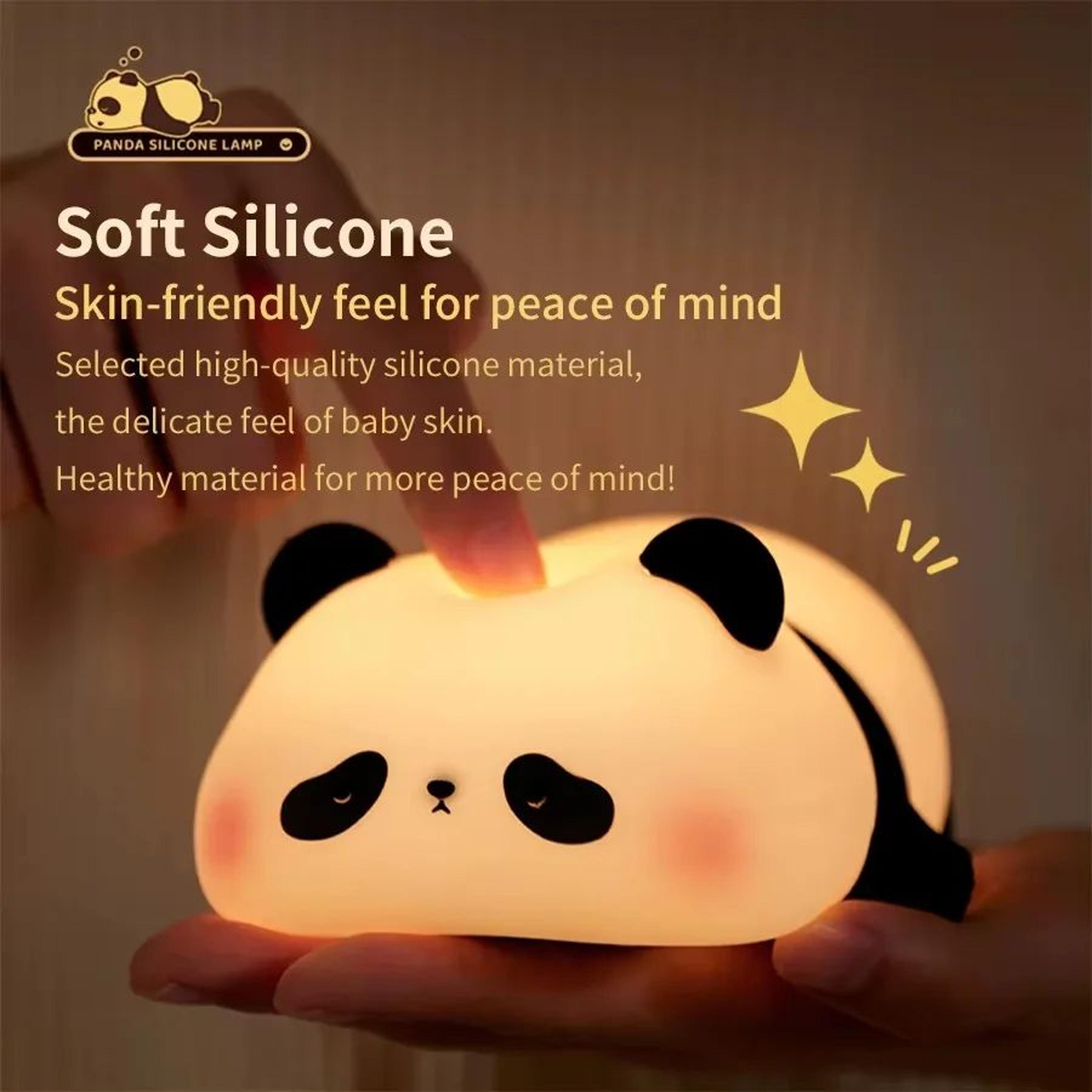 Cute Panda Silicone Rechargeable Night Light  Touch Sensor Dimmable LED Bedside Lamp For Kids 3