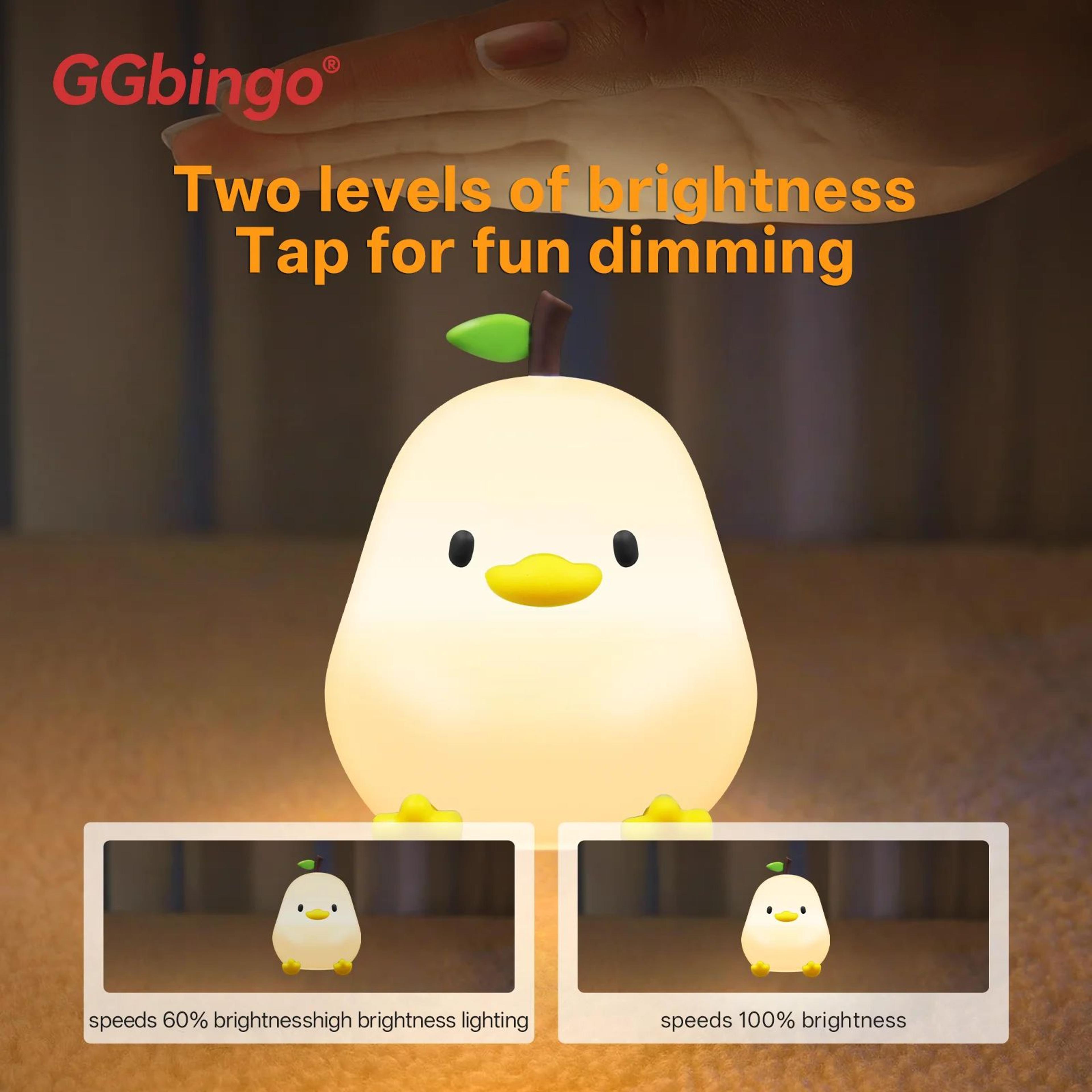 Cute Pear Silicone LED Night Light  7 Color Touch Dimmable Rechargeable Bedside Lamp 2