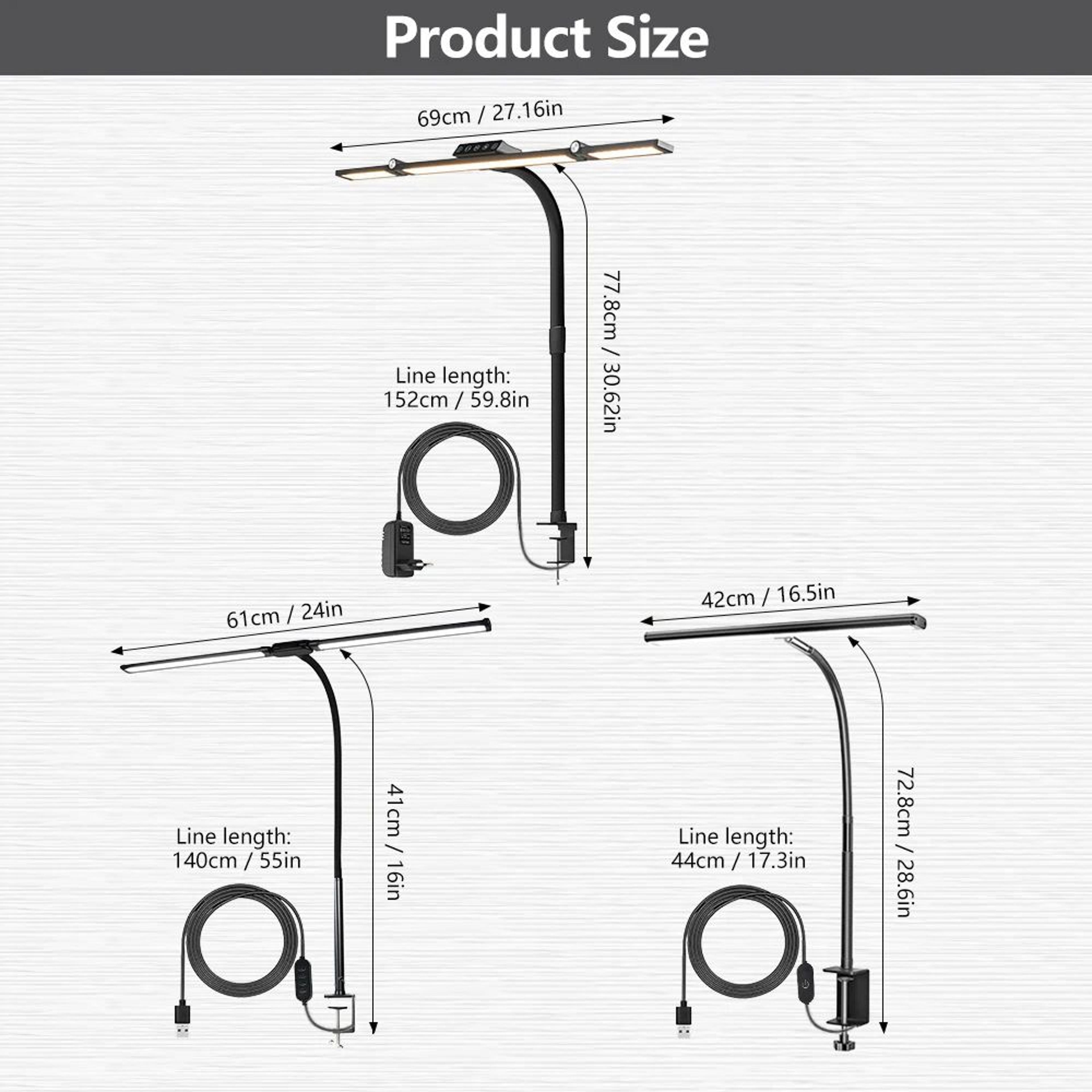 Double Head LED Desk Lamp With Clamp  Stepless Dimmable EyeCaring Monitor Reading Light 1
