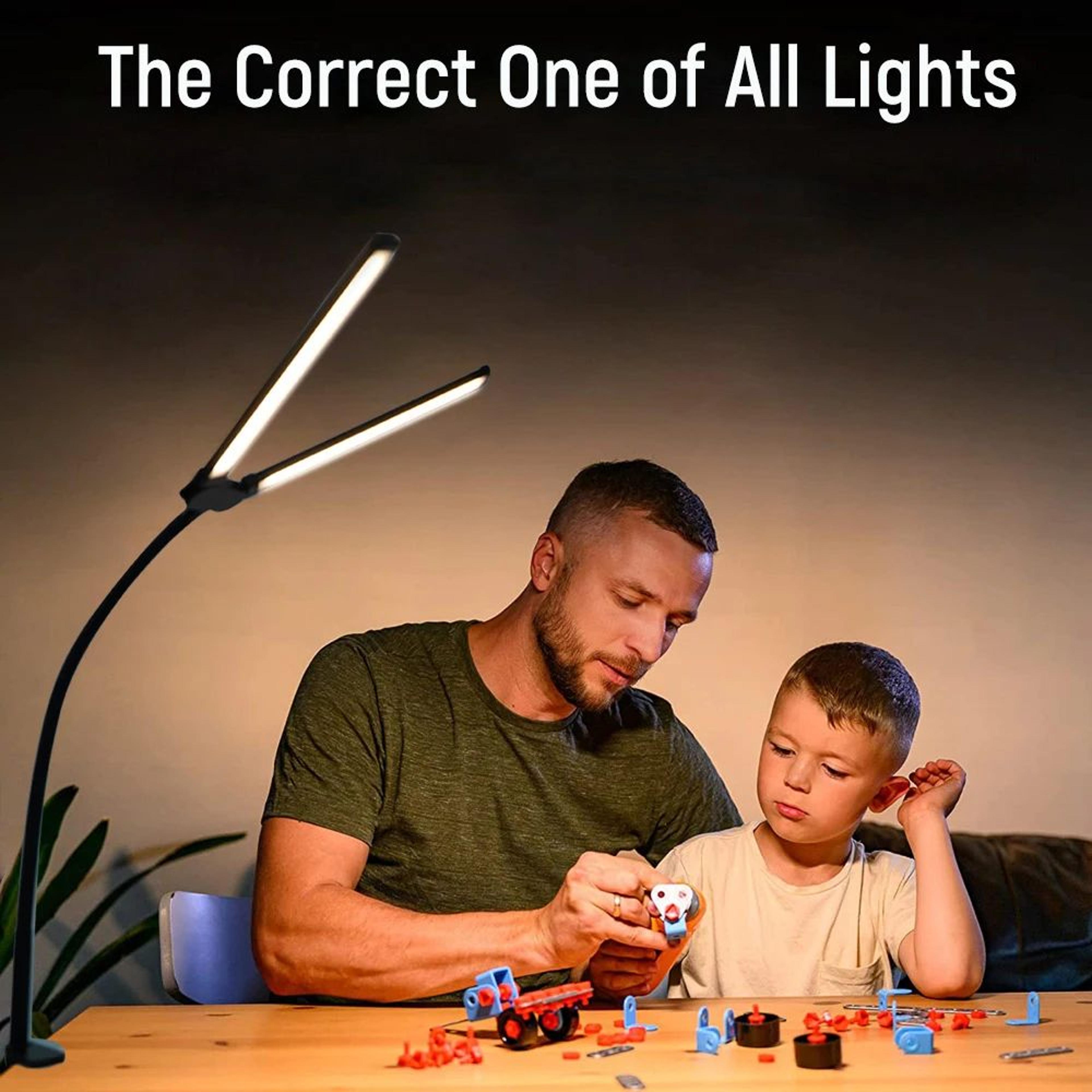 Double Head LED Desk Lamp With Clamp  Stepless Dimmable EyeCaring Monitor Reading Light 2