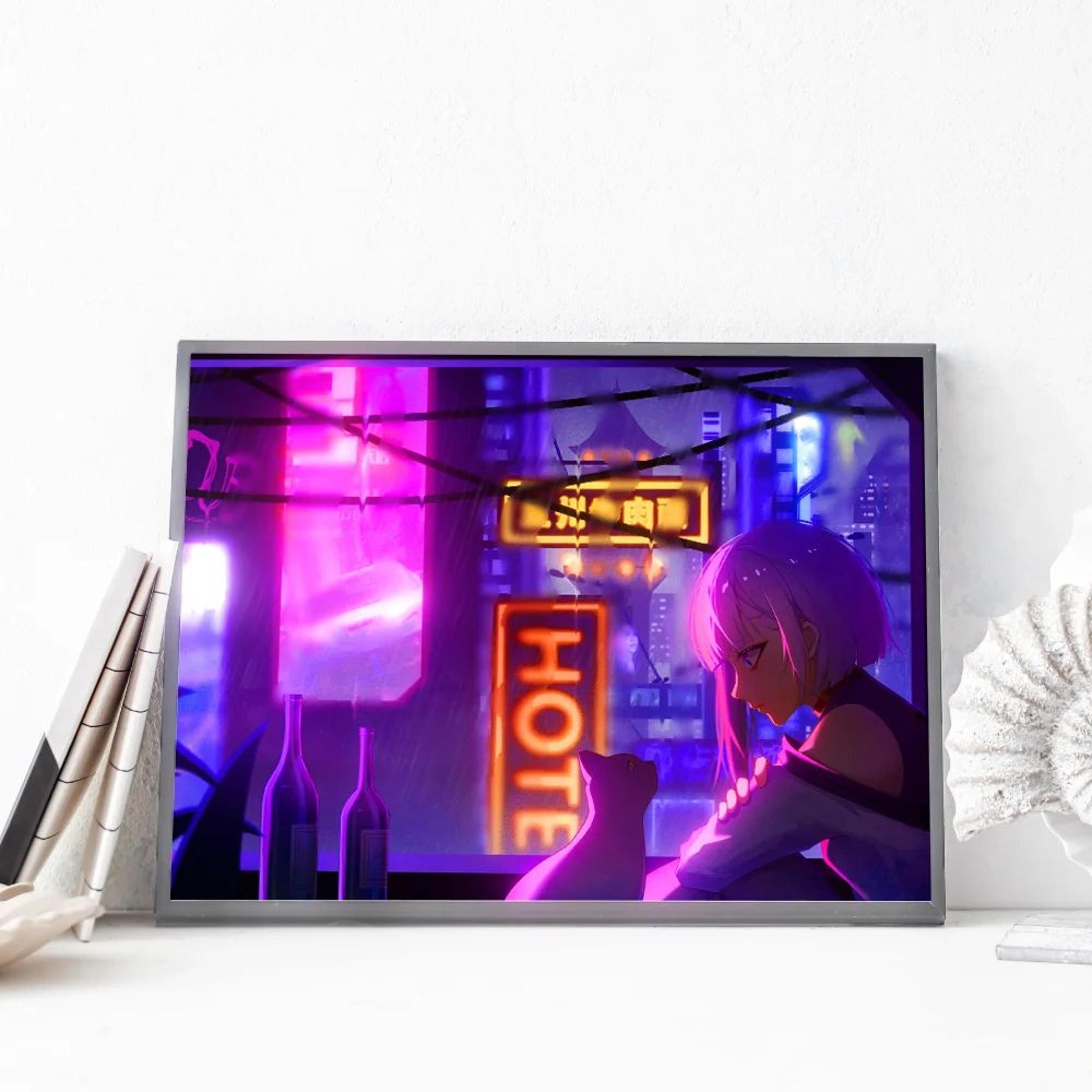 cyberpunk edgerunners neon led lamp – 3d anime gaming room night light