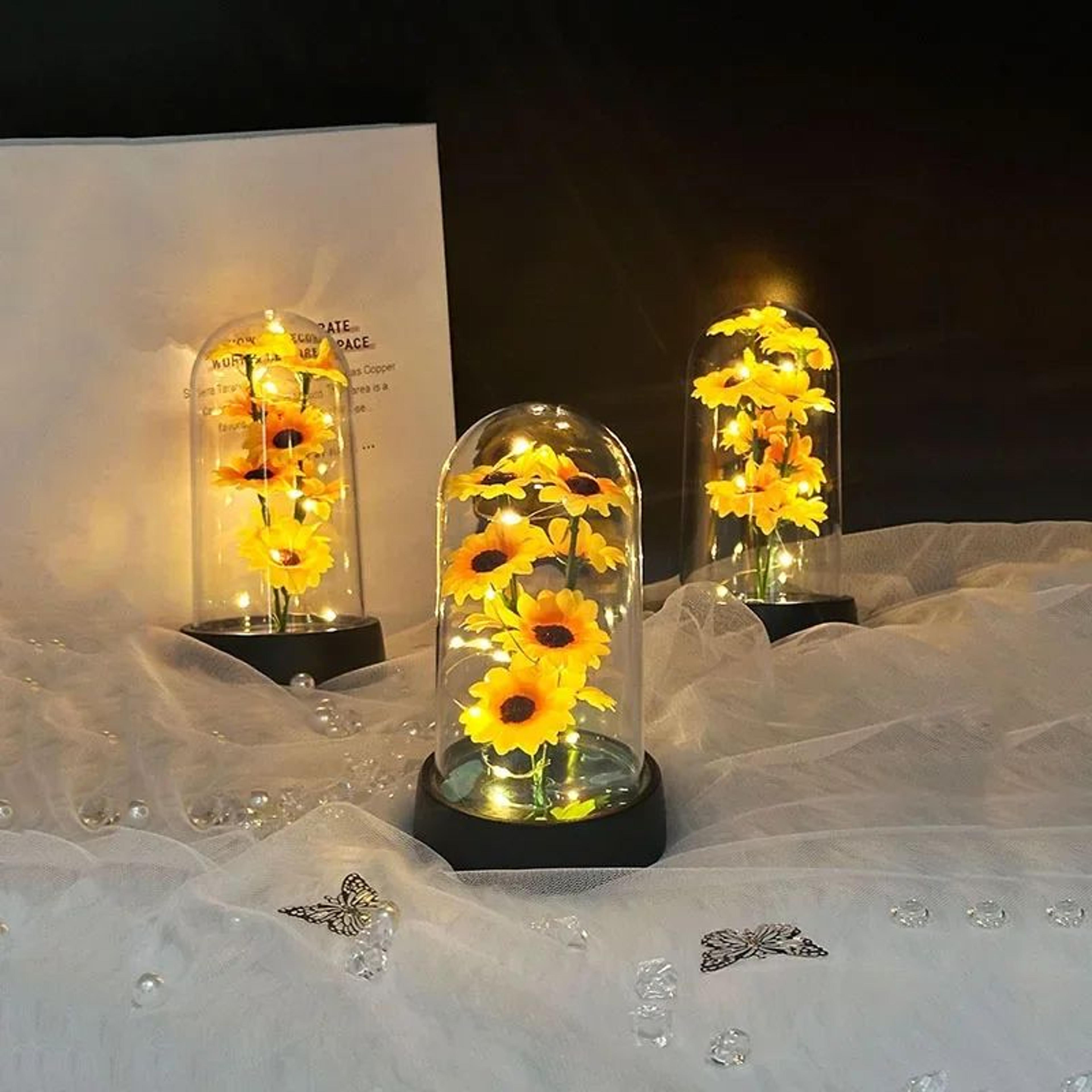 sunflower eternal flower gift set – romantic forever sunflower decoration for graduation, mother's day & birthday gifts