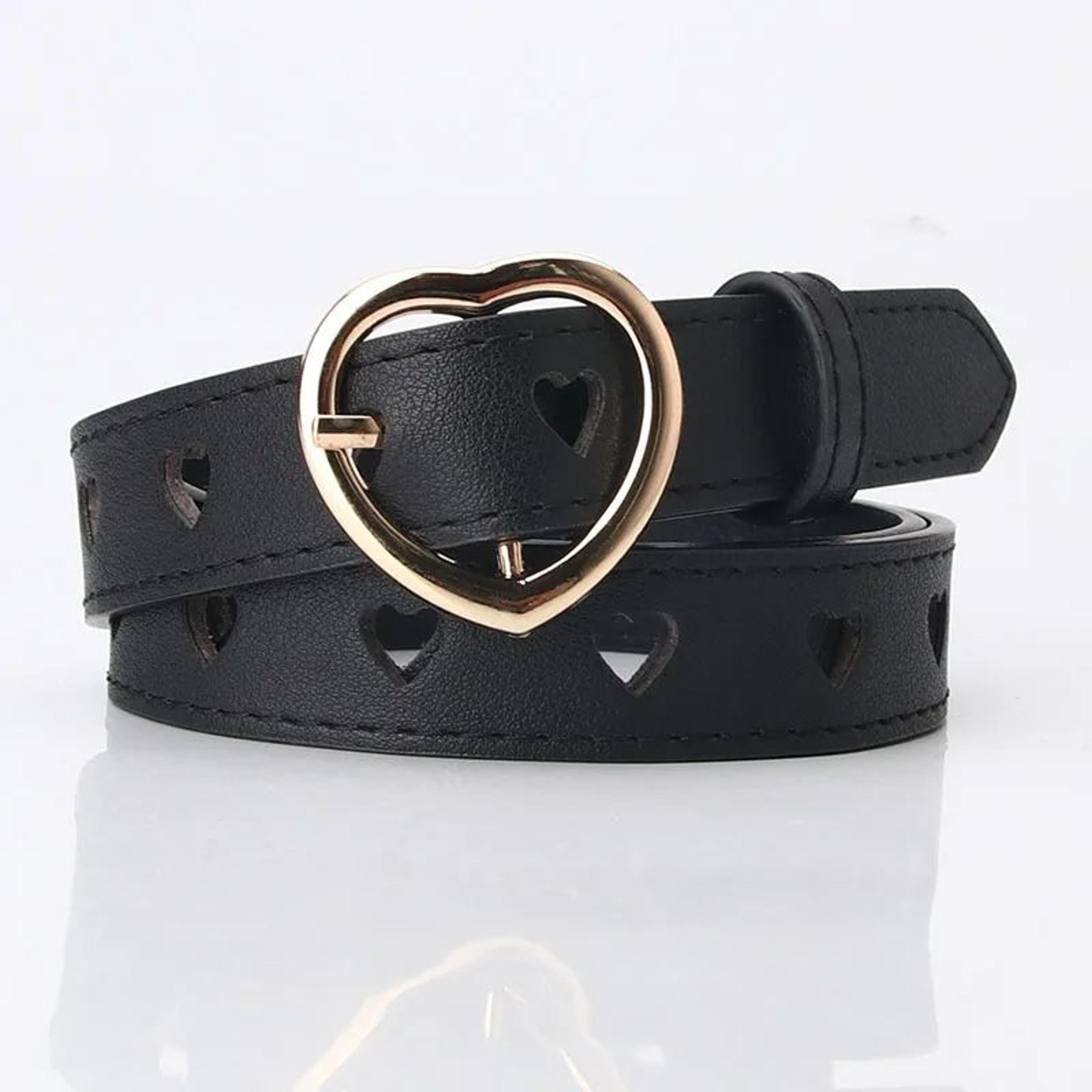 Womens Heart Buckle Pin Belt  Stylish Versatile Waist Belt For Jeans  Dresses 4