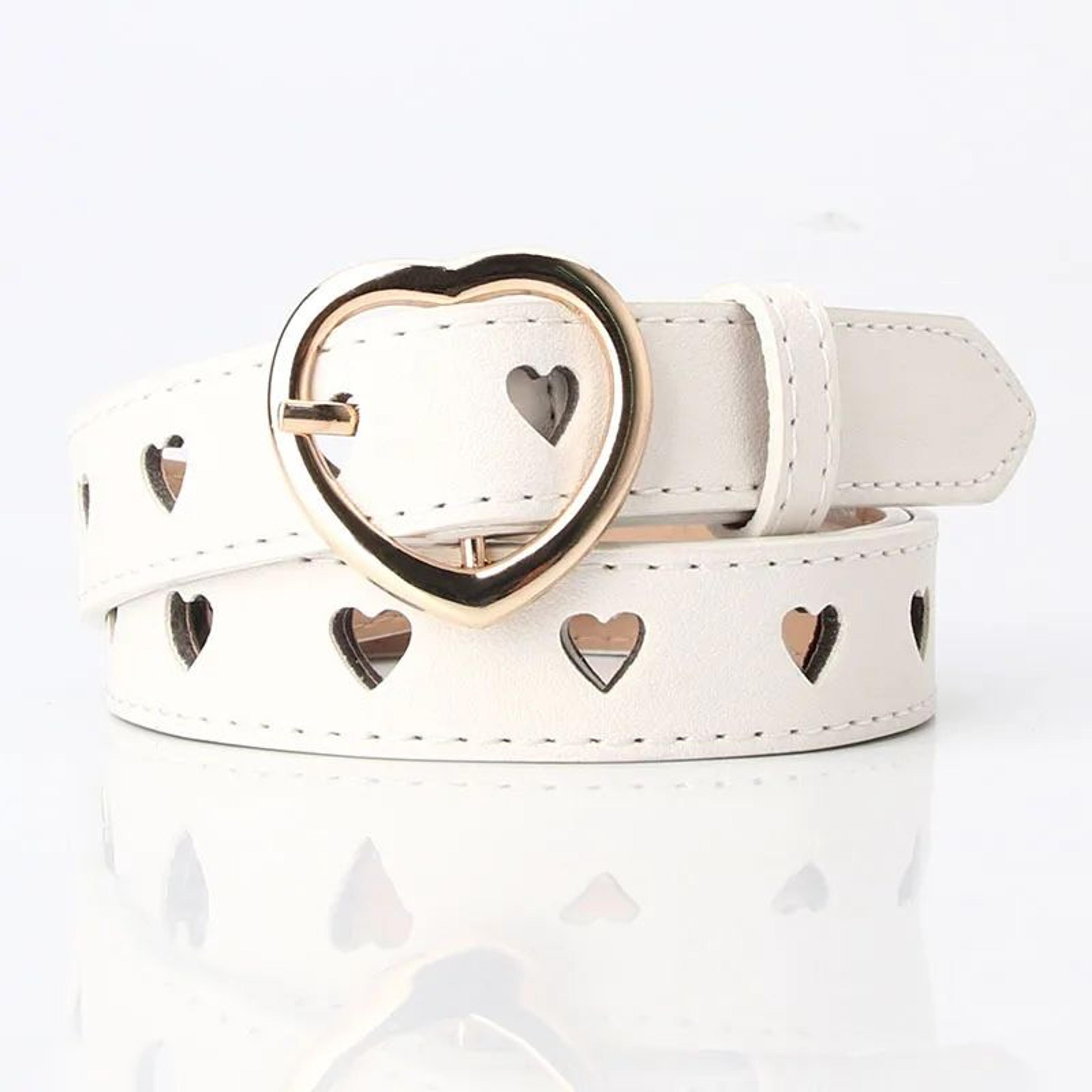 Womens Heart Buckle Pin Belt  Stylish Versatile Waist Belt For Jeans  Dresses 6