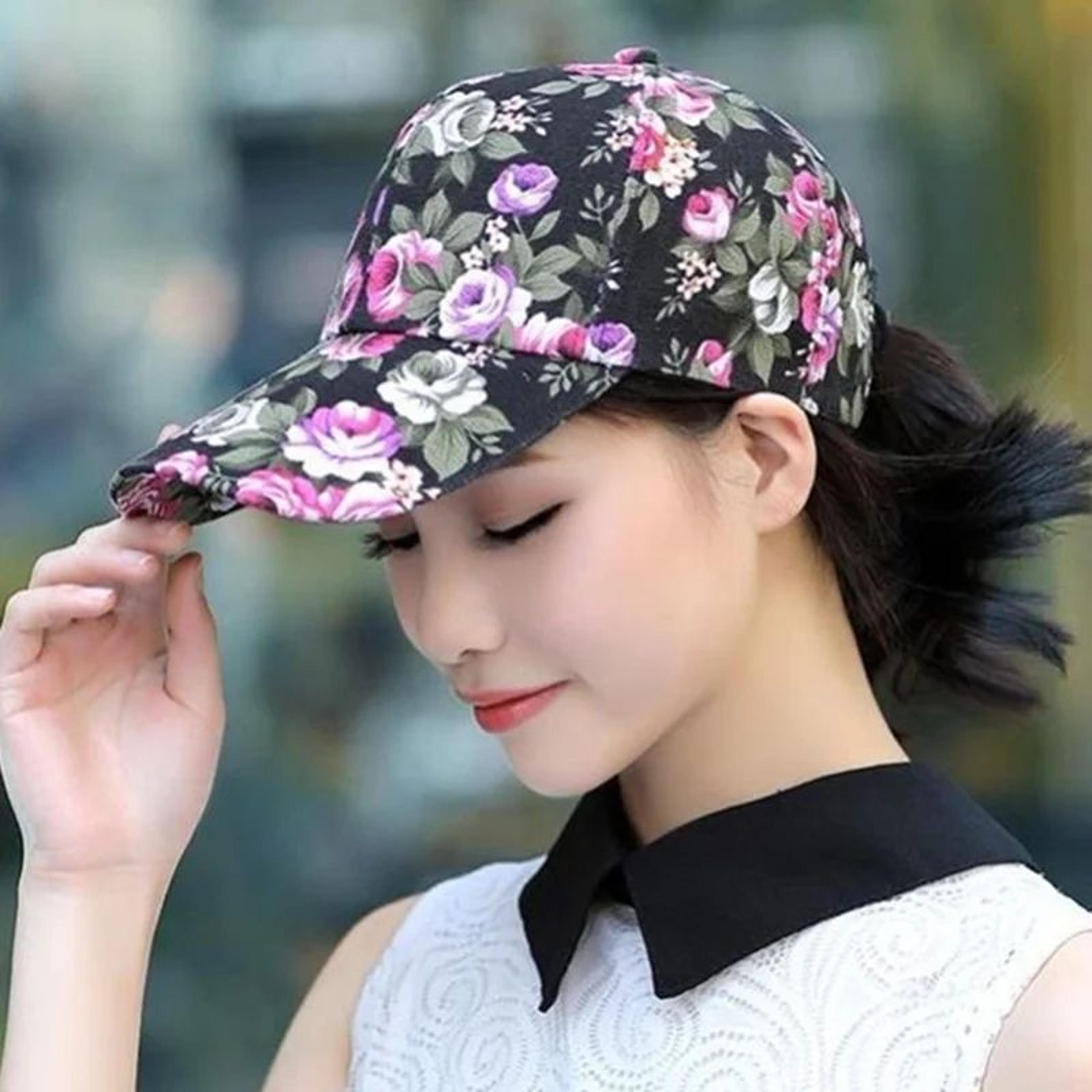 Womens Floral Print Trucker Hat  Adjustable Summer Streetwear Baseball Cap 5