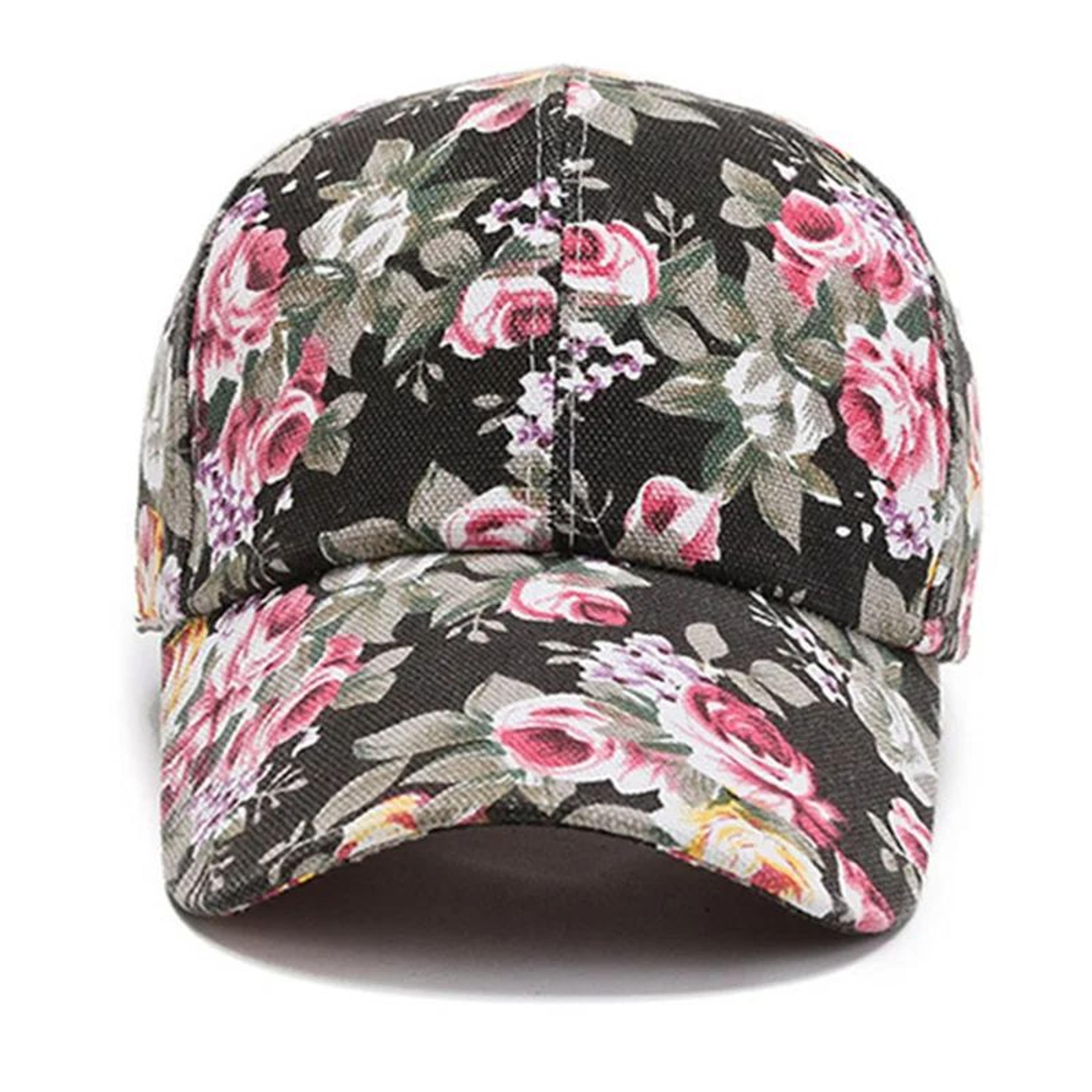 Womens Floral Print Trucker Hat  Adjustable Summer Streetwear Baseball Cap 4