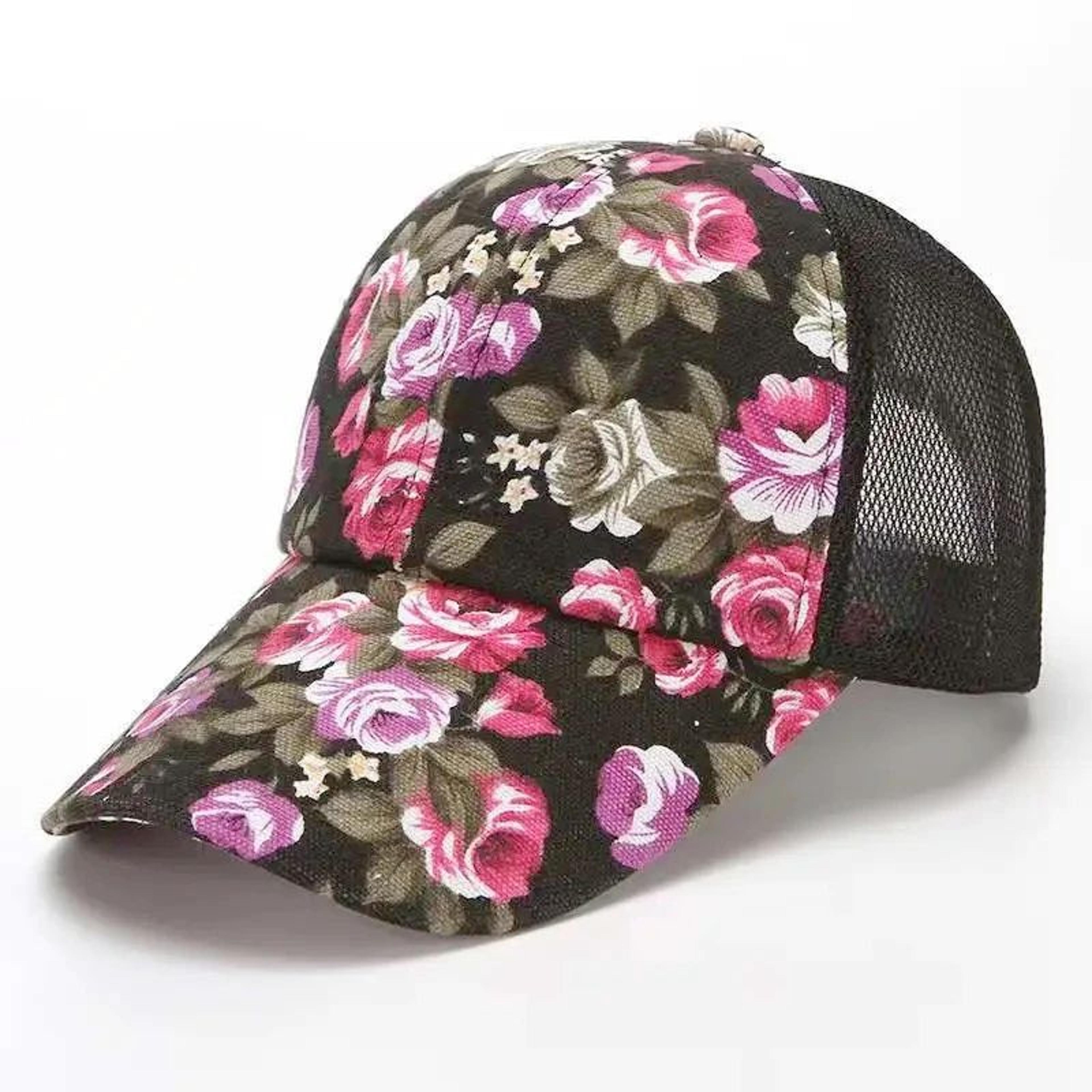 Womens Floral Print Trucker Hat  Adjustable Summer Streetwear Baseball Cap 10