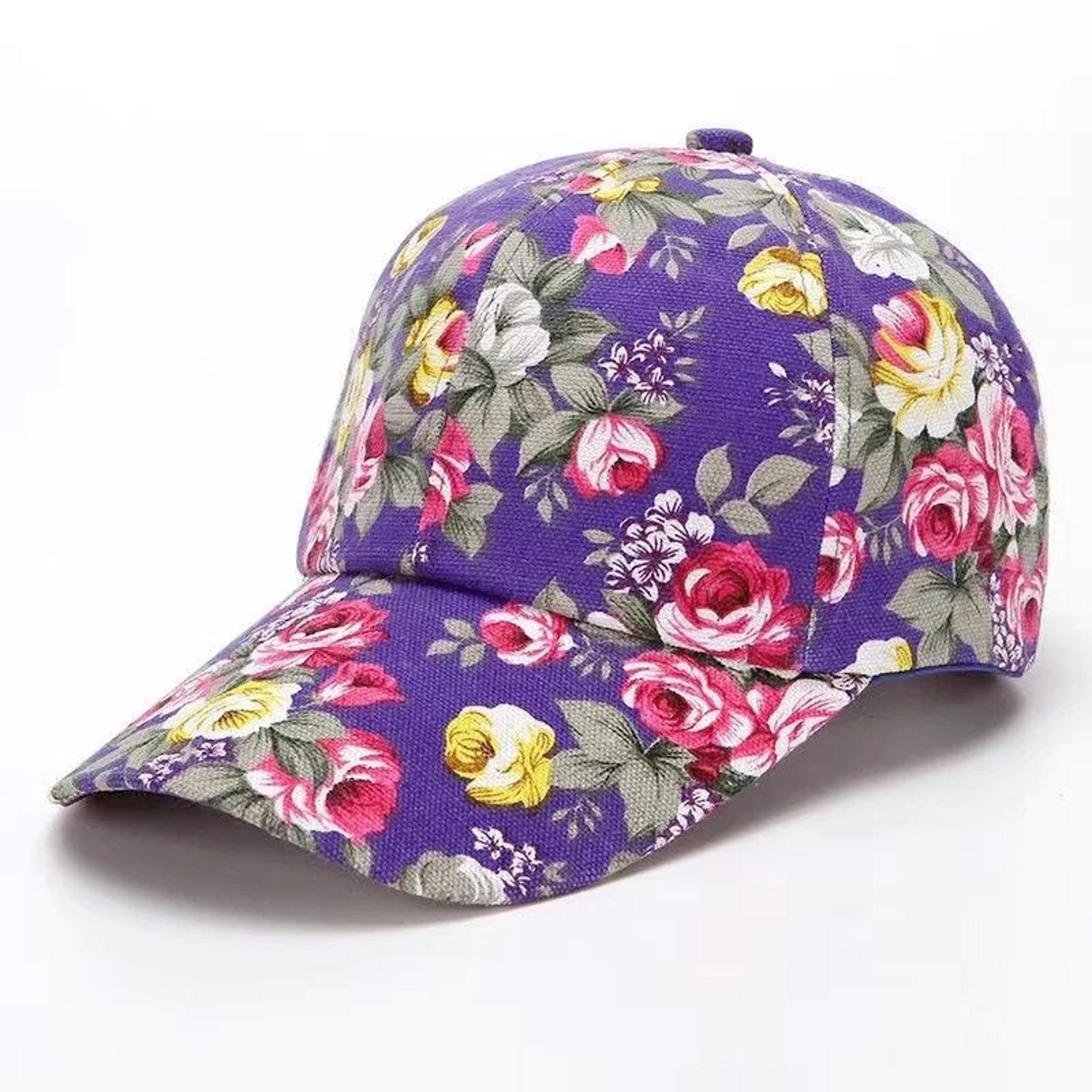 Womens Floral Print Trucker Hat  Adjustable Summer Streetwear Baseball Cap 15