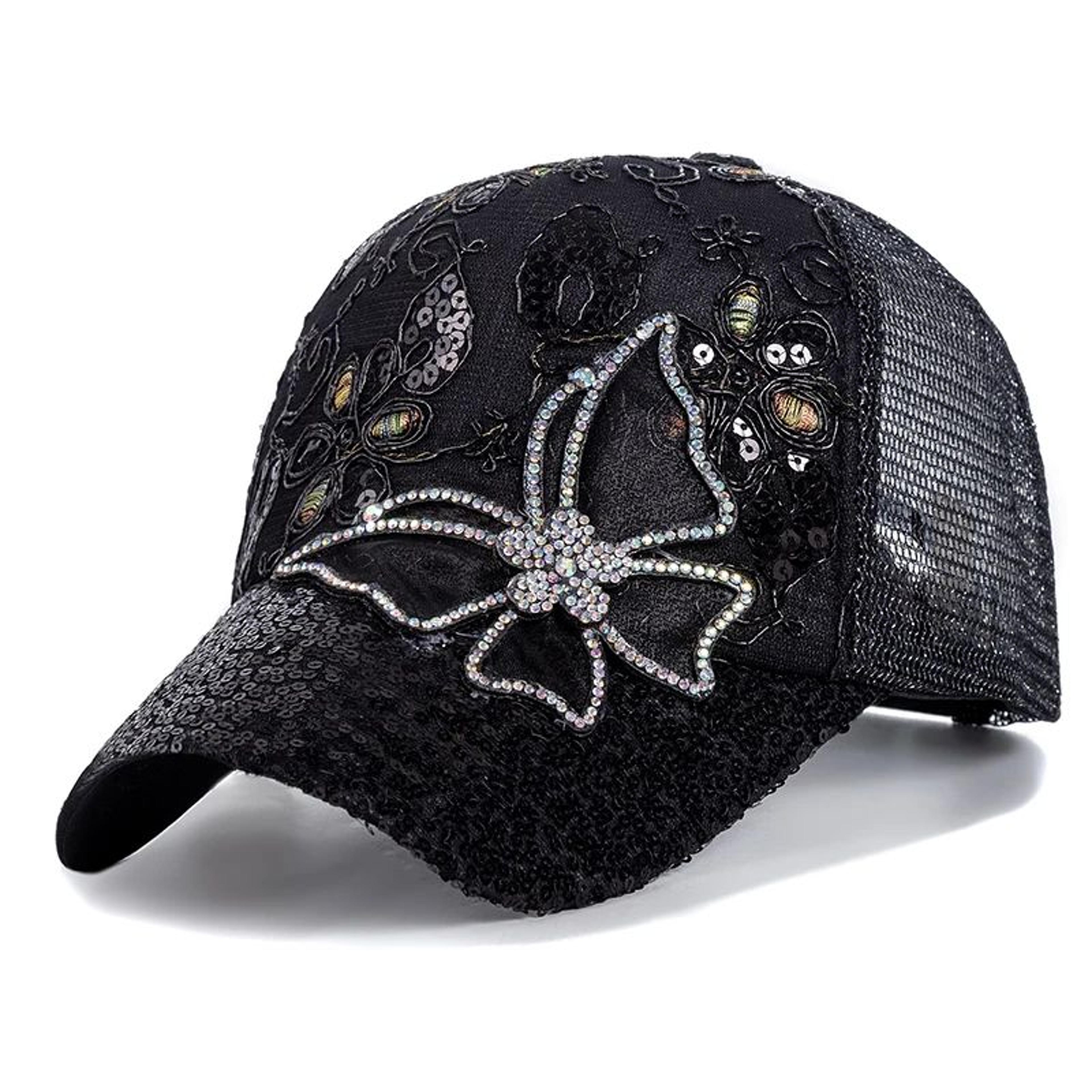 butterfly flower pendant baseball cap – adjustable women's streetwear summer trucker hat
