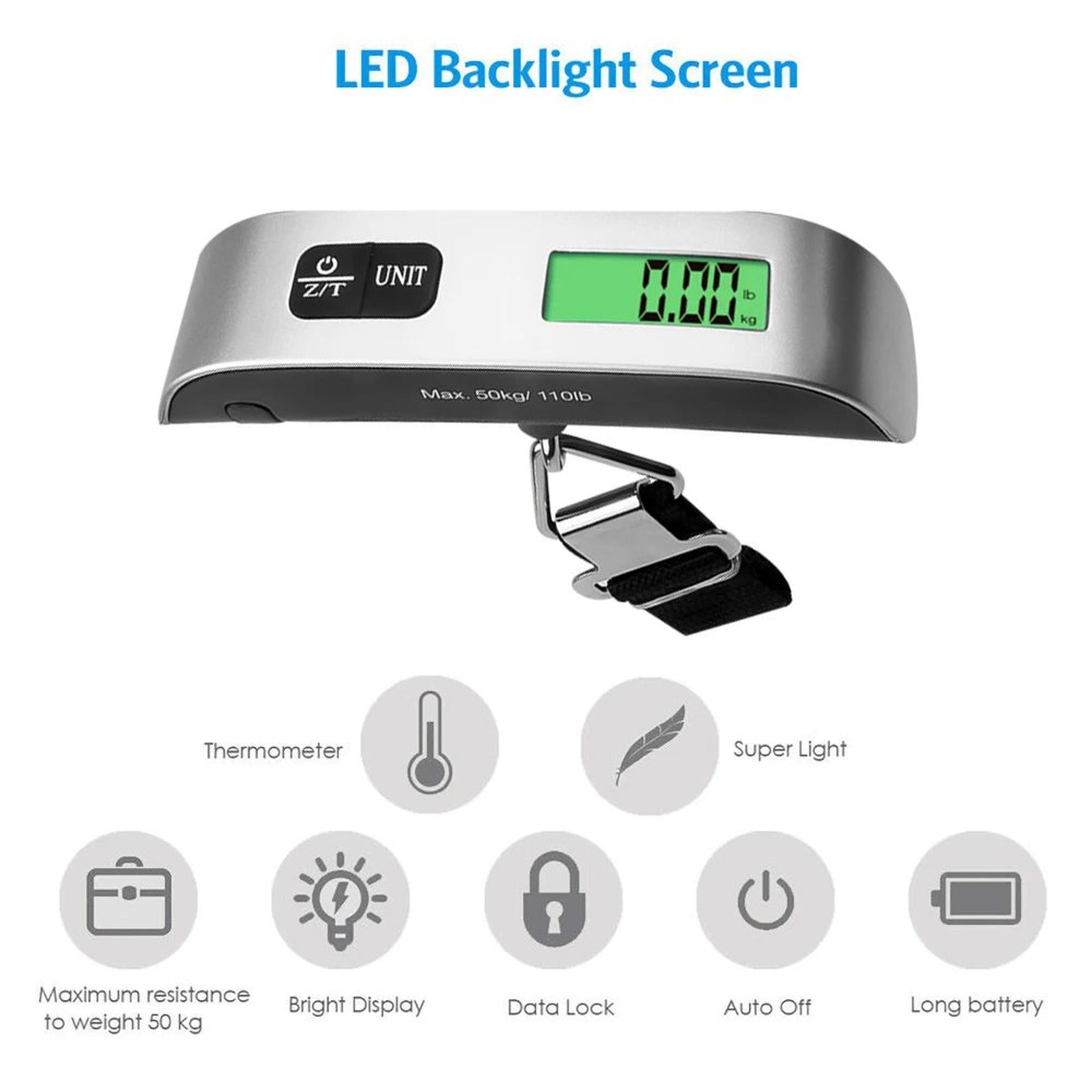 portable digital luggage scale 50kg with lcd display – travel baggage weight checker