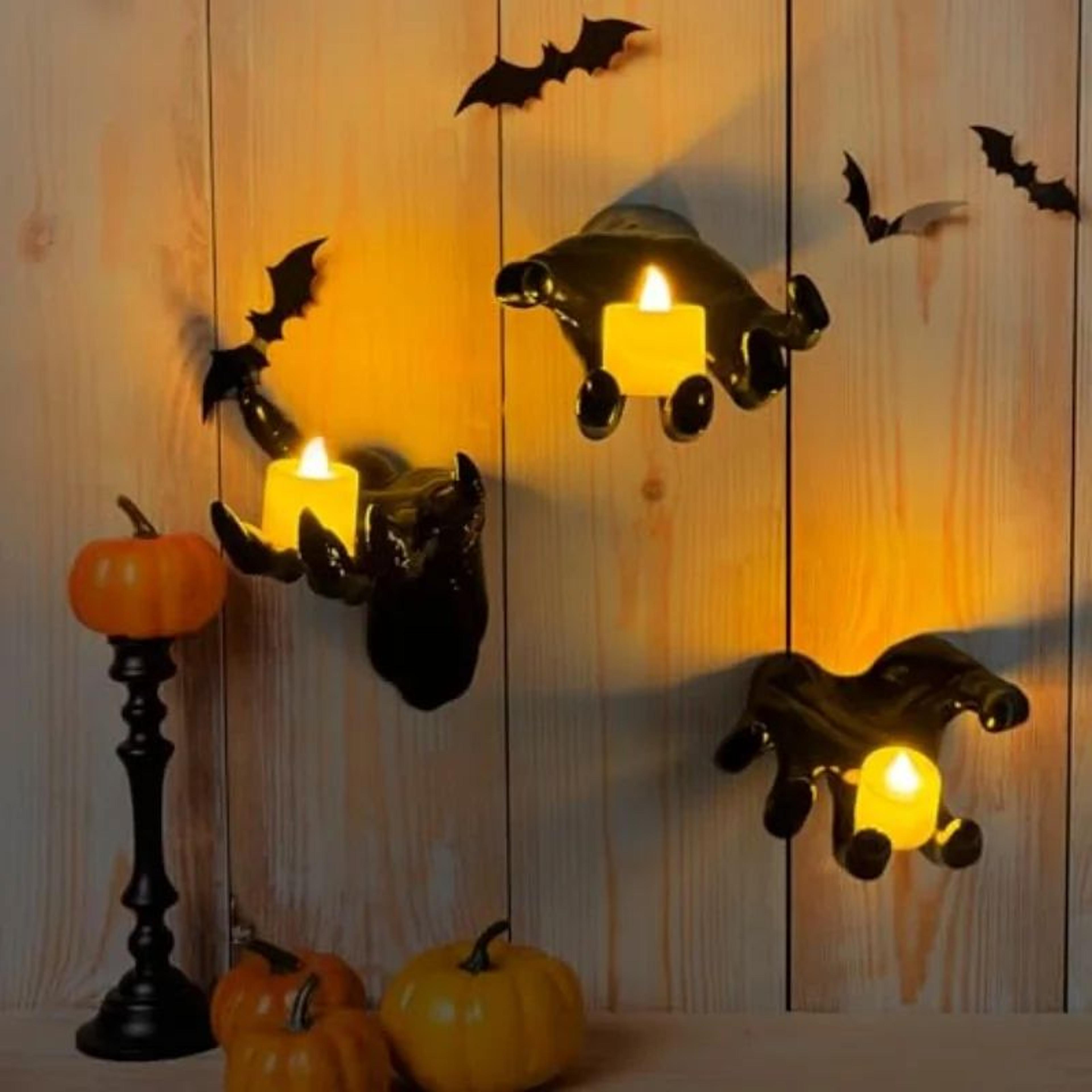 gothic creepy hand wall candle holder – life-size horror hand halloween & christmas decor
