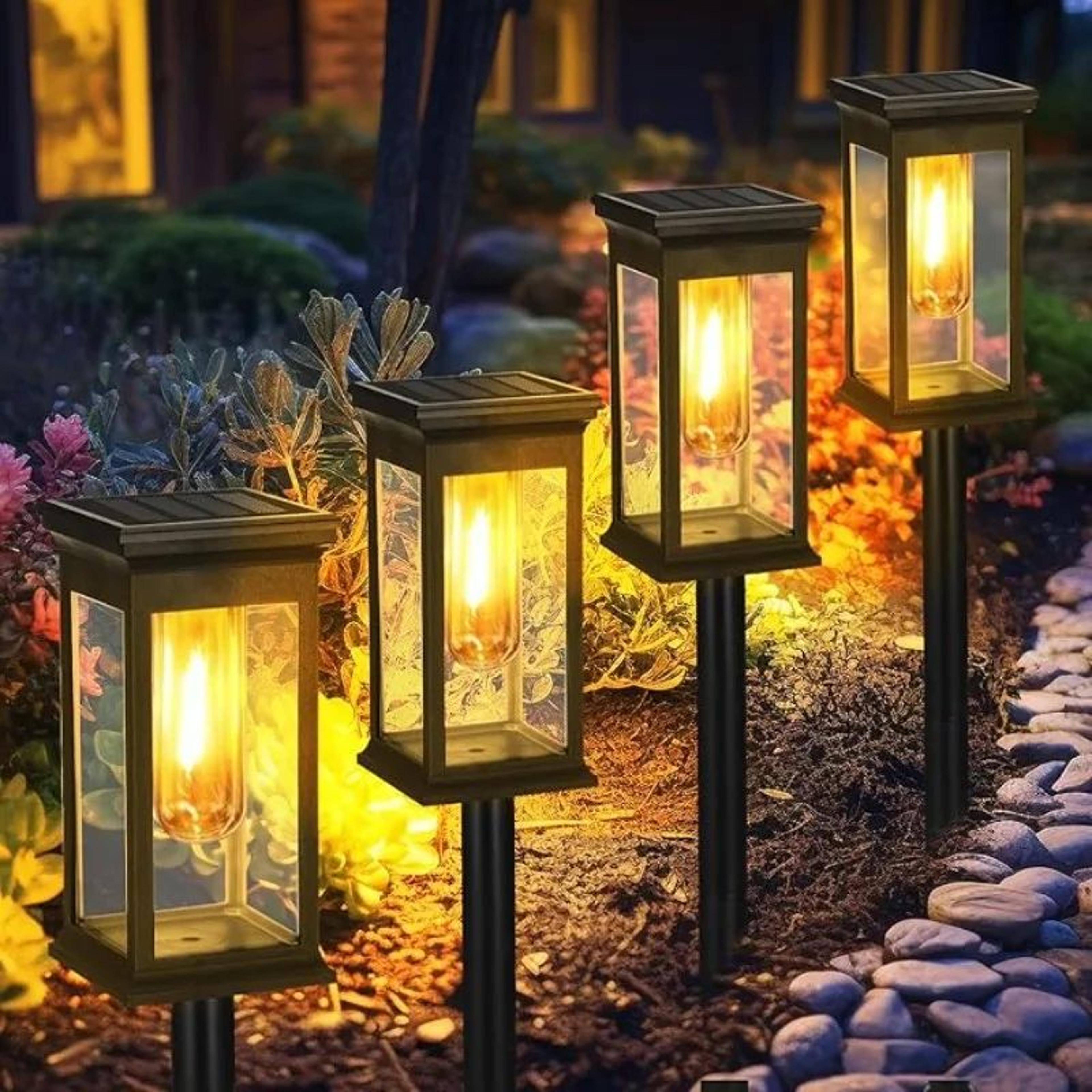 solar garden pathway lights outdoor – ip65 waterproof automatic landscape lawn lights