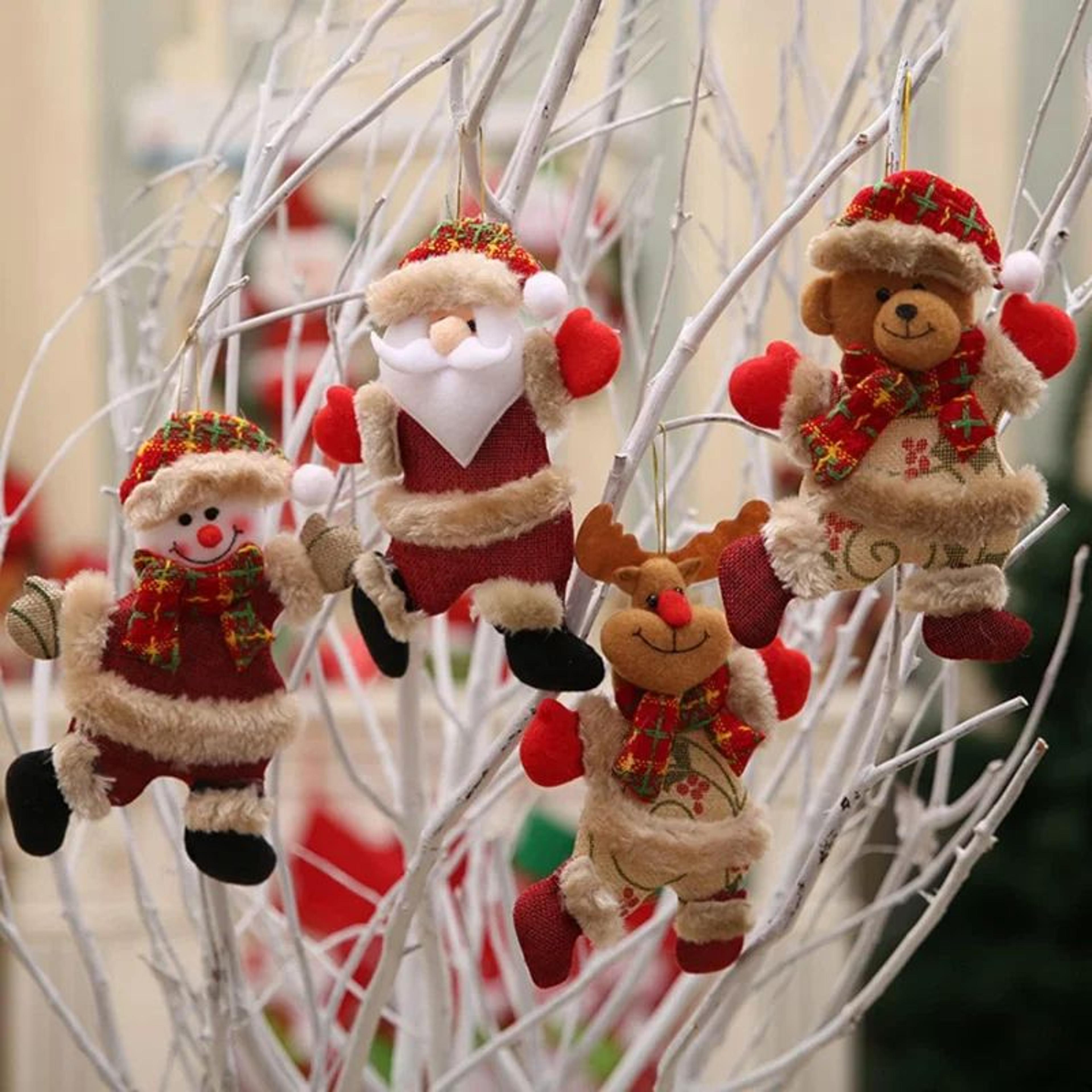 Plush Christmas Tree Hanging Ornaments  Snowman Reindeer  Bear Holiday Decorations 0