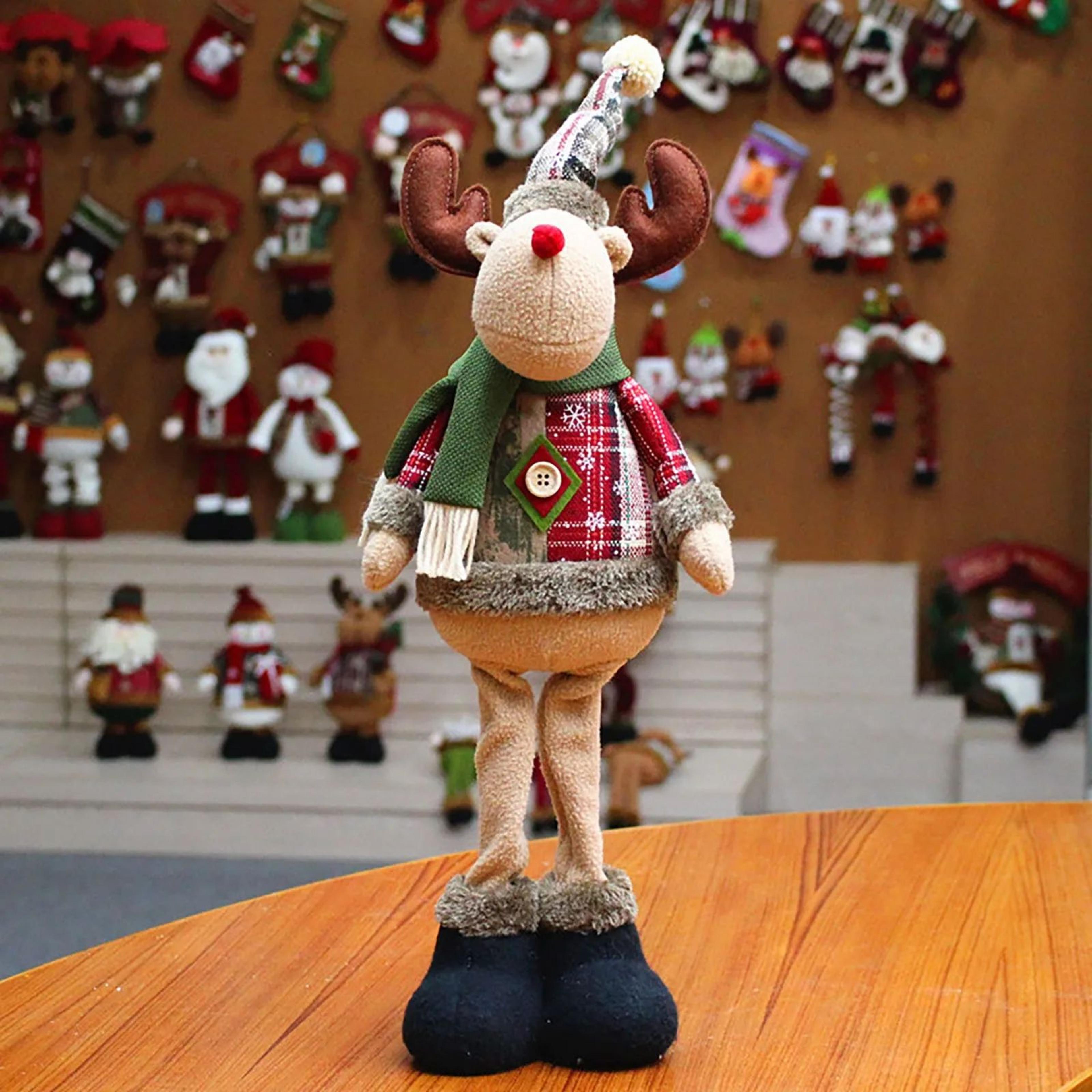 3pcs Christmas Standing Doll Set  Santa Claus Snowman  Reindeer Plush Holiday Decorations 1
