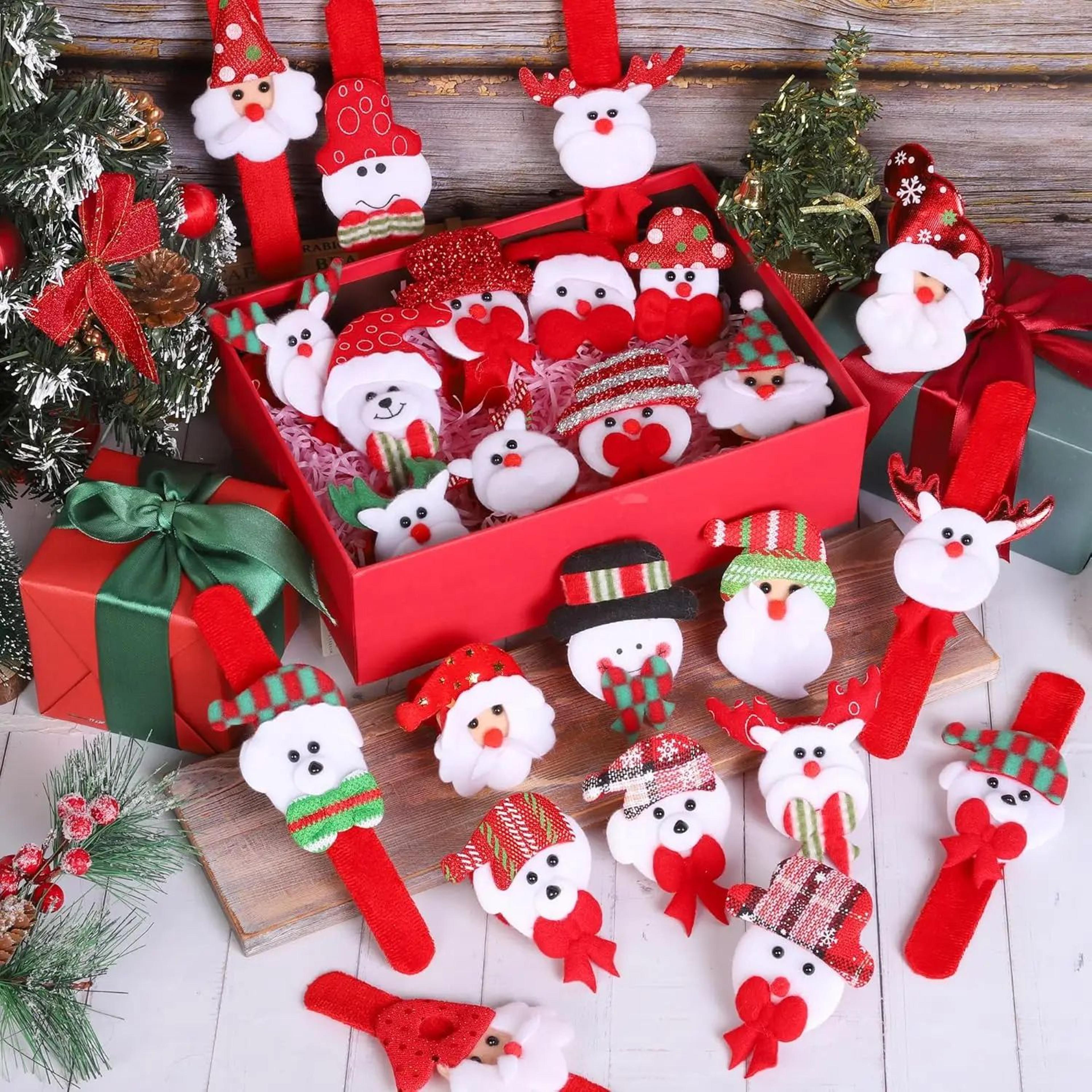 Plush Christmas Slap Bracelets  Santa Snowman Reindeer  Bear Party Favor Wristbands 4