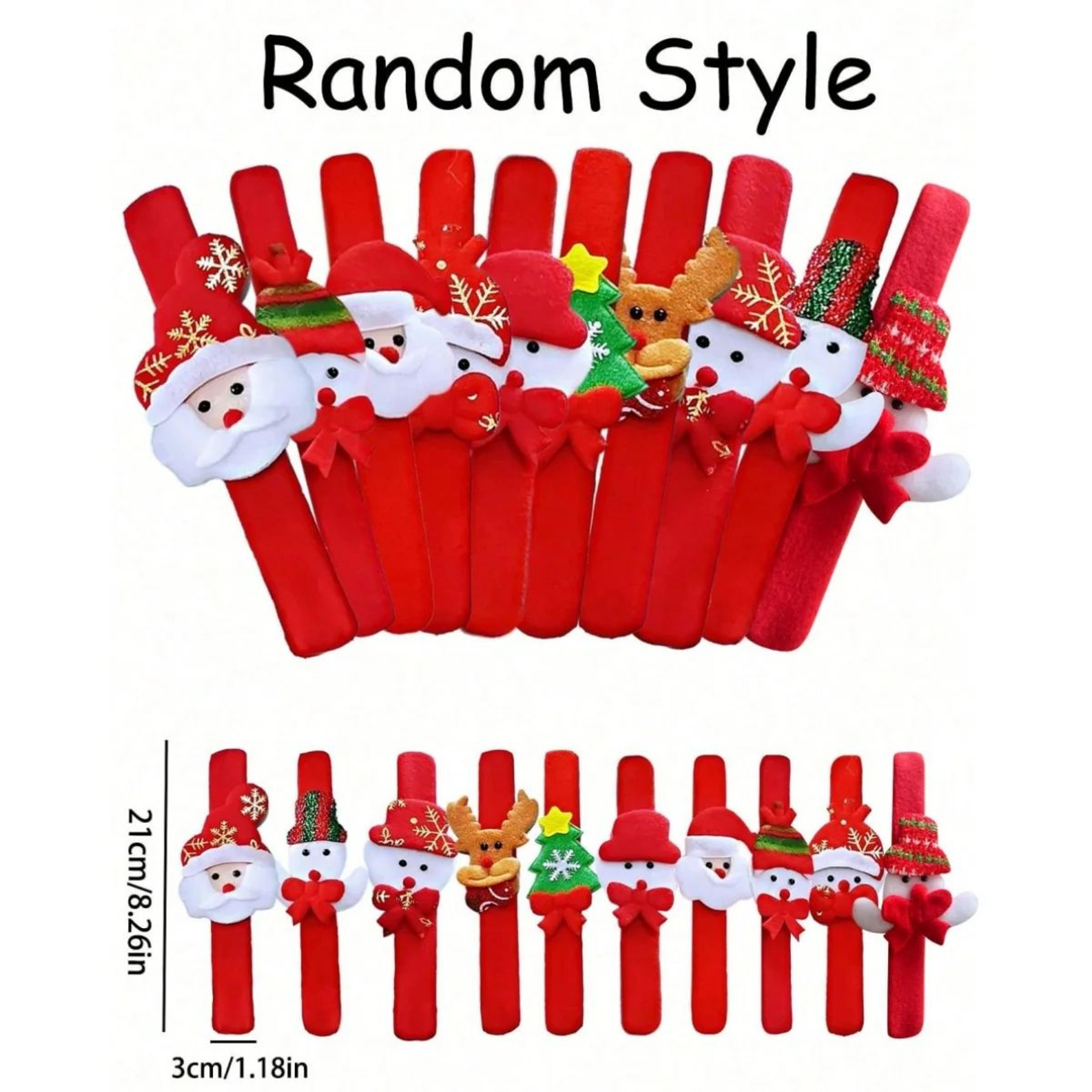 Plush Christmas Slap Bracelets  Santa Snowman Reindeer  Bear Party Favor Wristbands 6