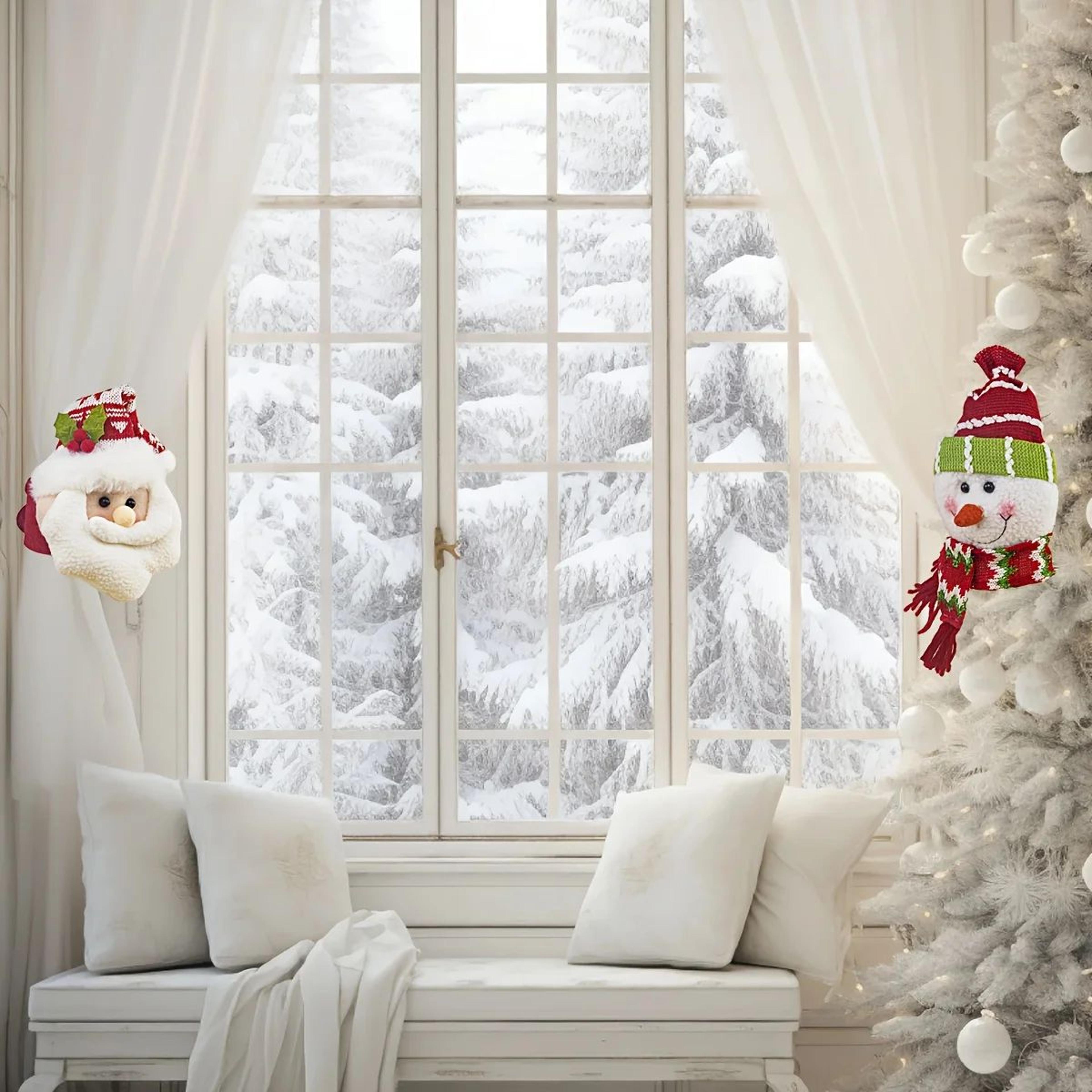 Christmas Curtain Clips Hooks  Santa  Snowman Retro Plaid Window Decoration 2