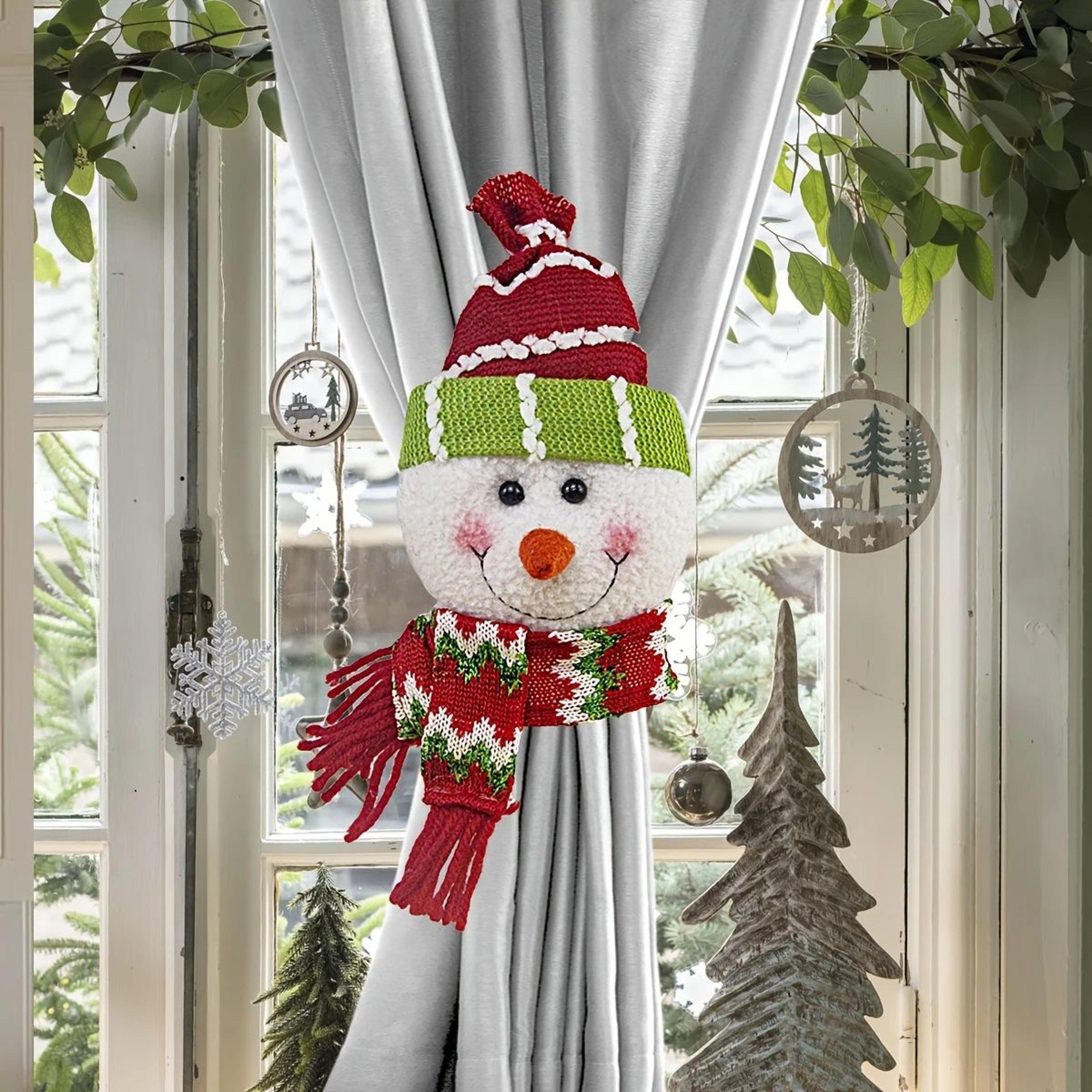 Christmas Curtain Clips Hooks  Santa  Snowman Retro Plaid Window Decoration 7