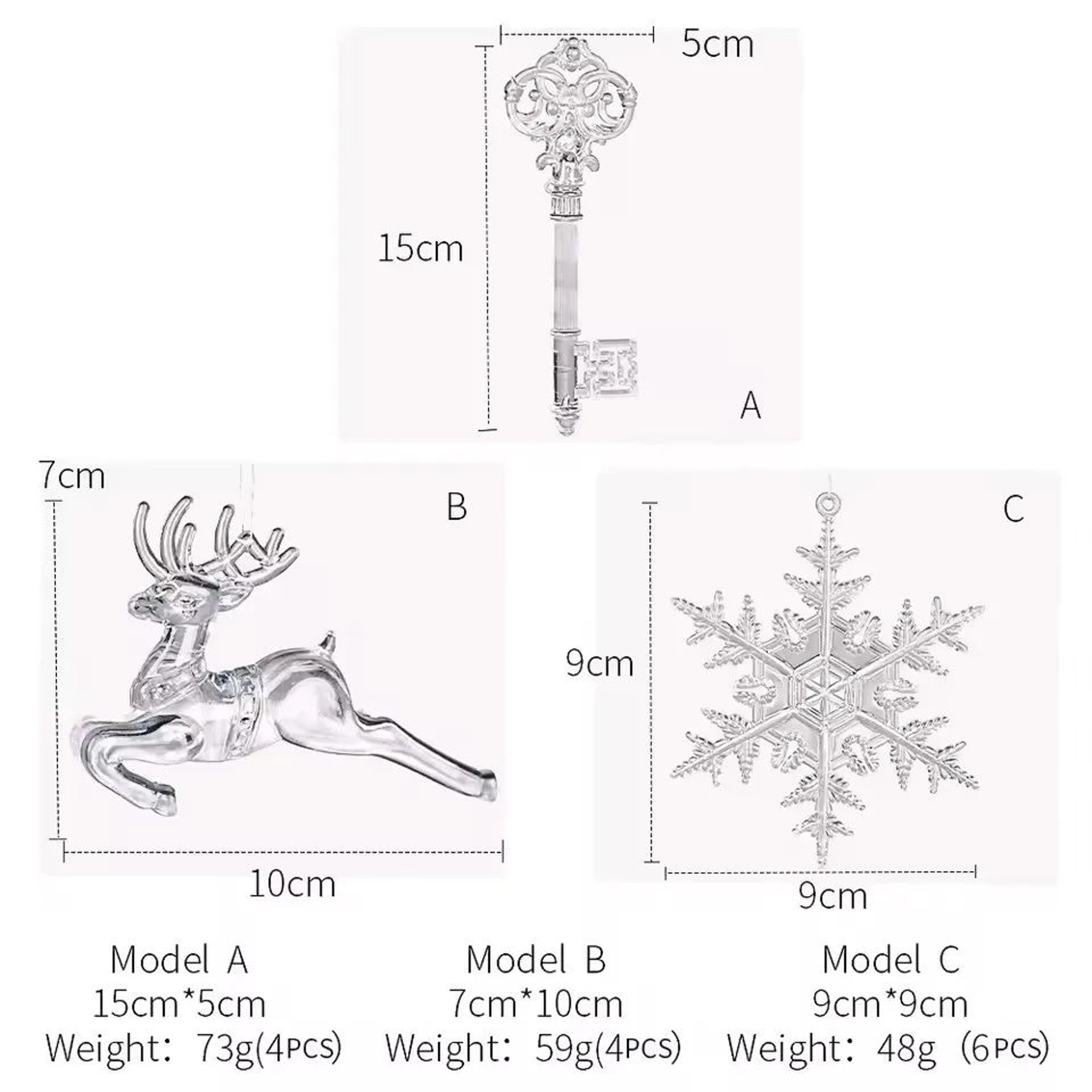 Transparent Acrylic Christmas Ornaments Set  Deer Snowflake  Tree Hanging Holiday Decor 4