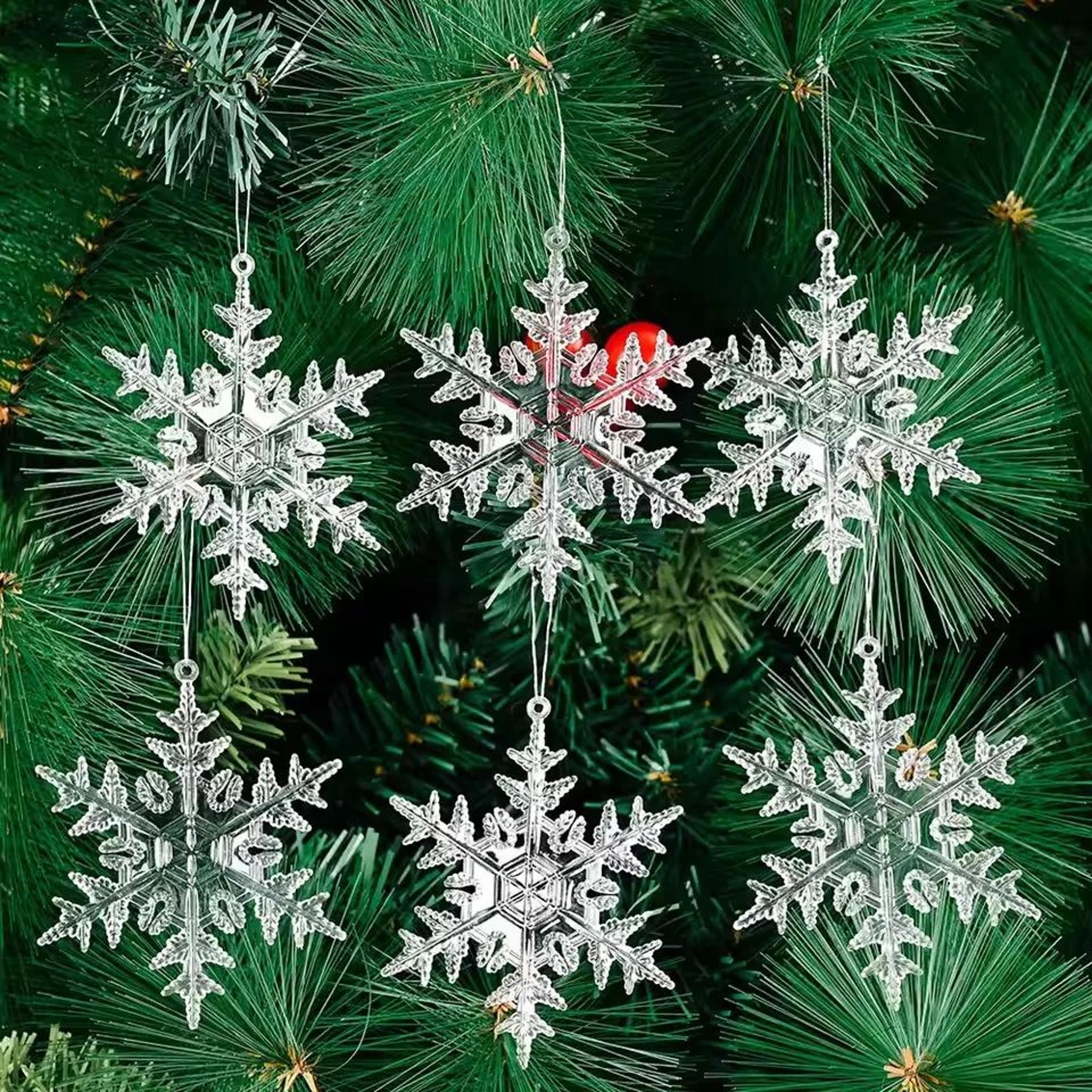 Transparent Acrylic Christmas Ornaments Set  Deer Snowflake  Tree Hanging Holiday Decor 1