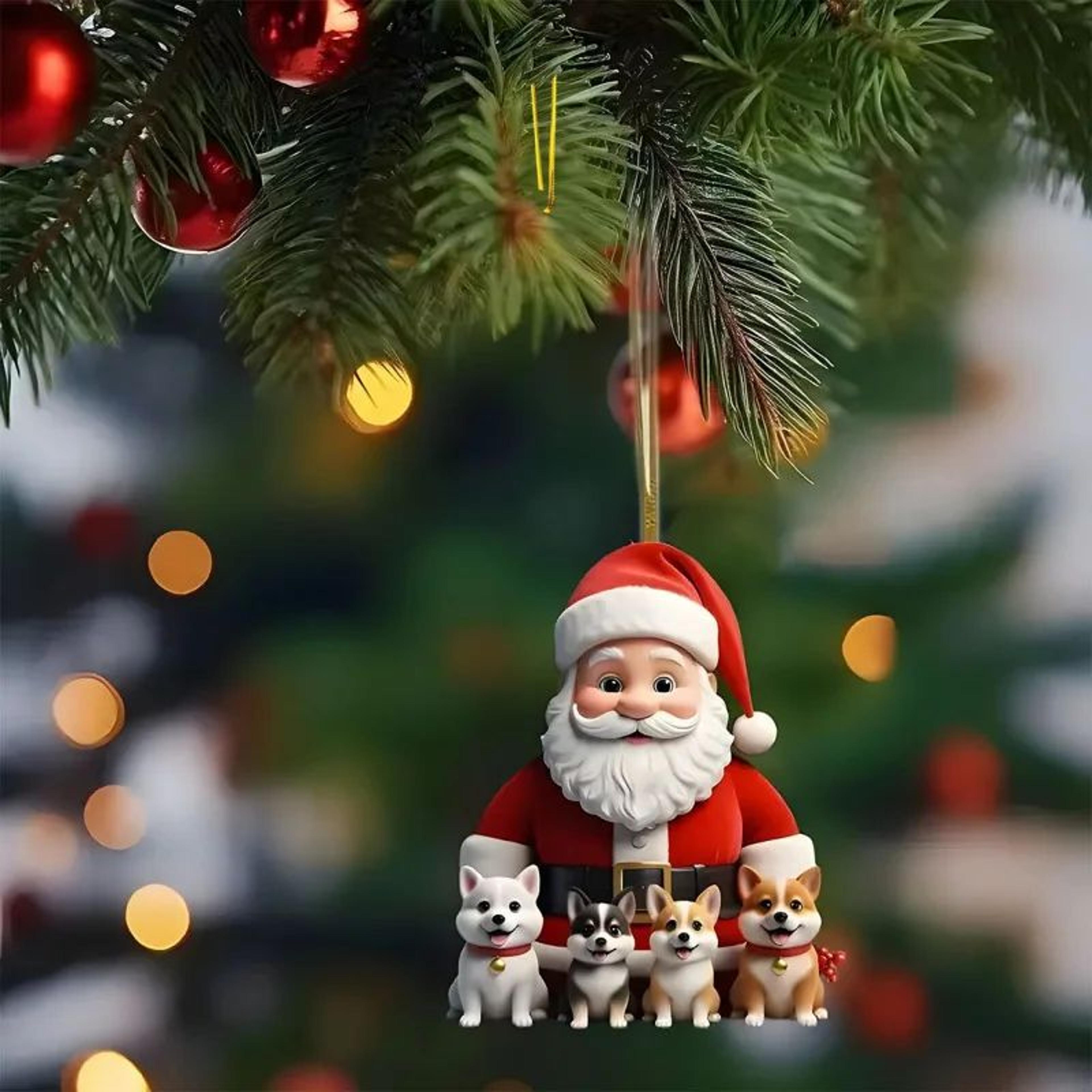 Cartoon Acrylic Christmas Tree Hanging Ornament  2D Flat Xmas Tree Pendant For Holiday Tree  Home D 27