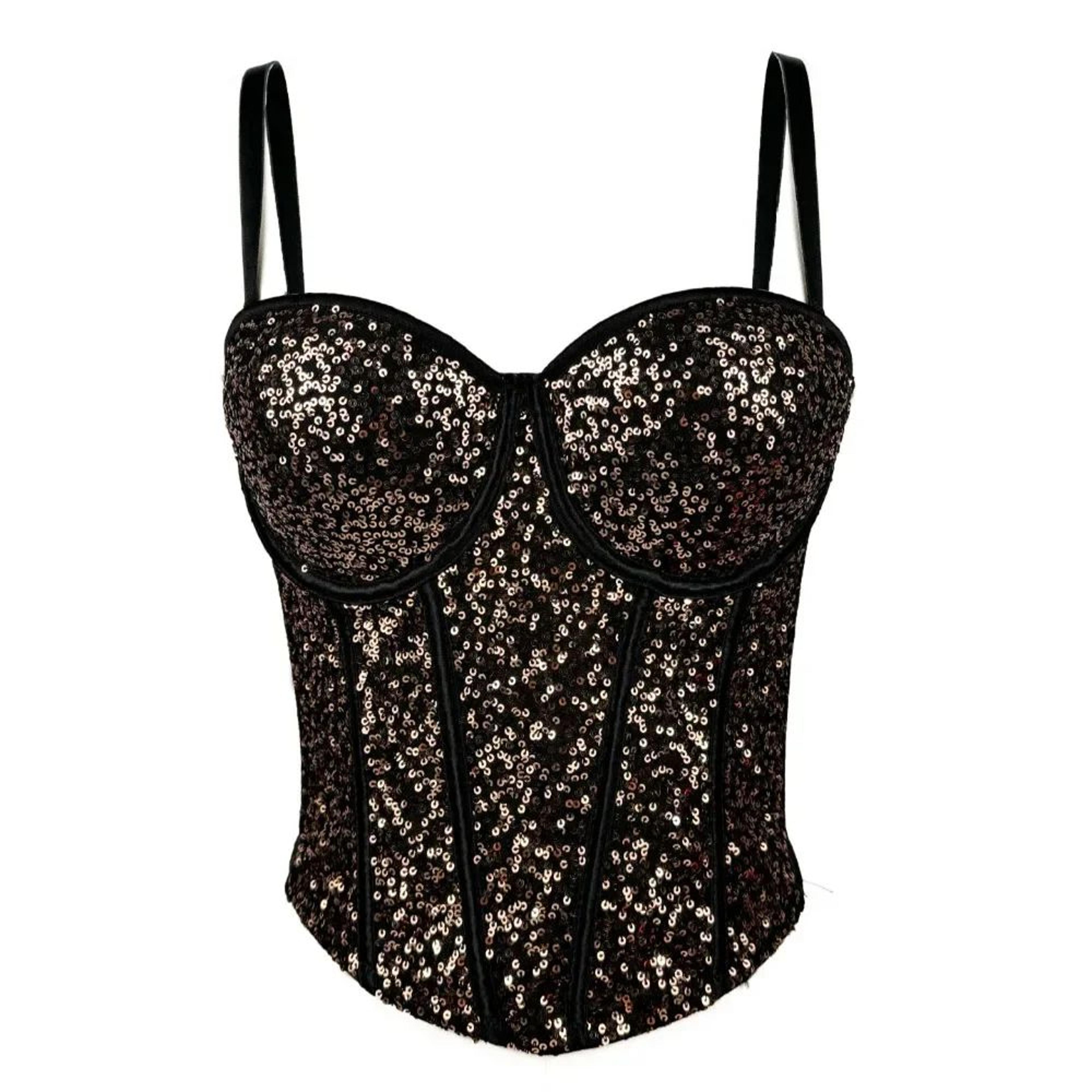 GlamSpark Sequin Camisole Tank Top  Y2K Sexy Club Party Corset Camis For Women 4