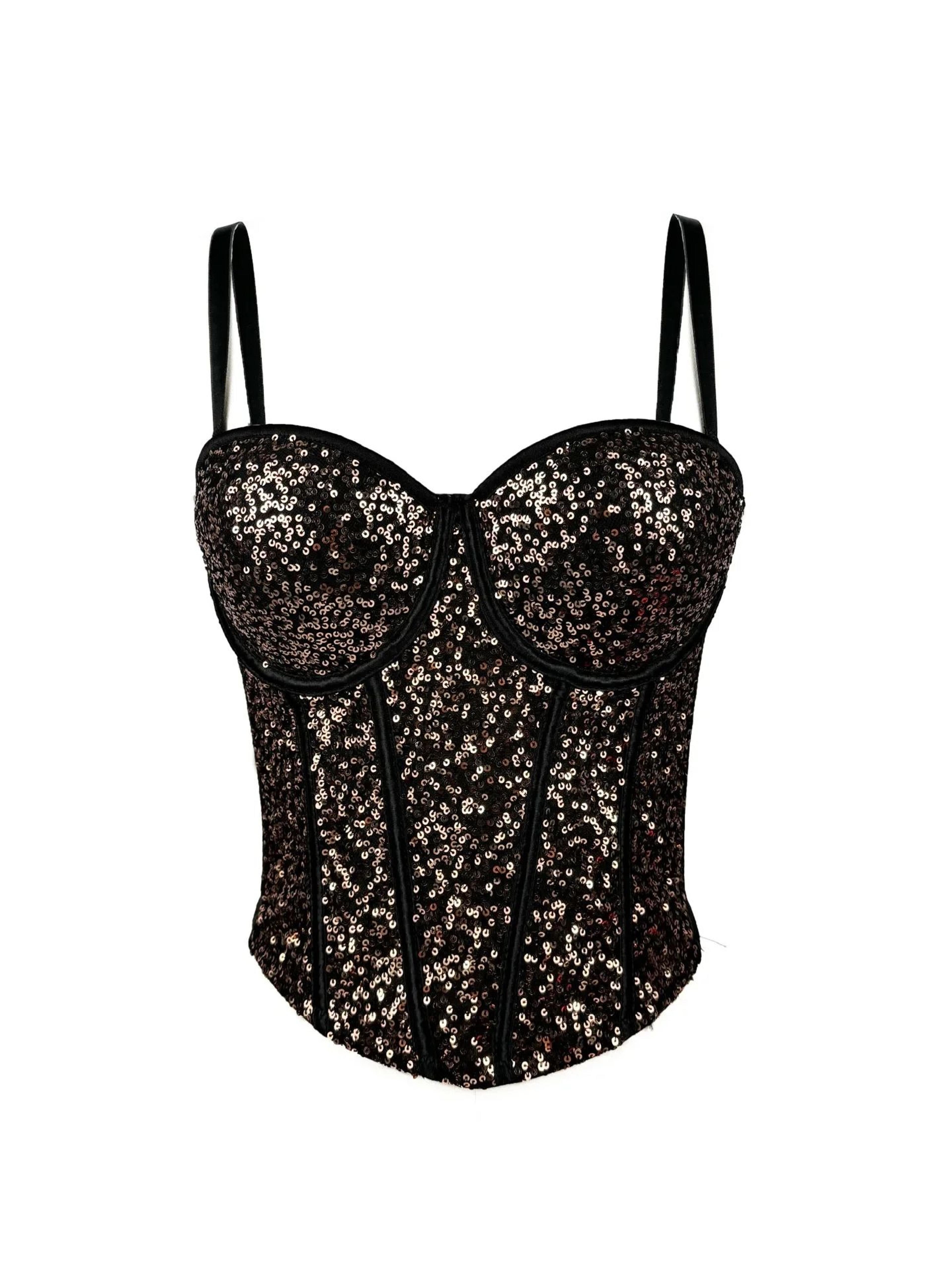 GlamSpark Sequin Camisole Tank Top  Y2K Sexy Club Party Corset Camis For Women 8