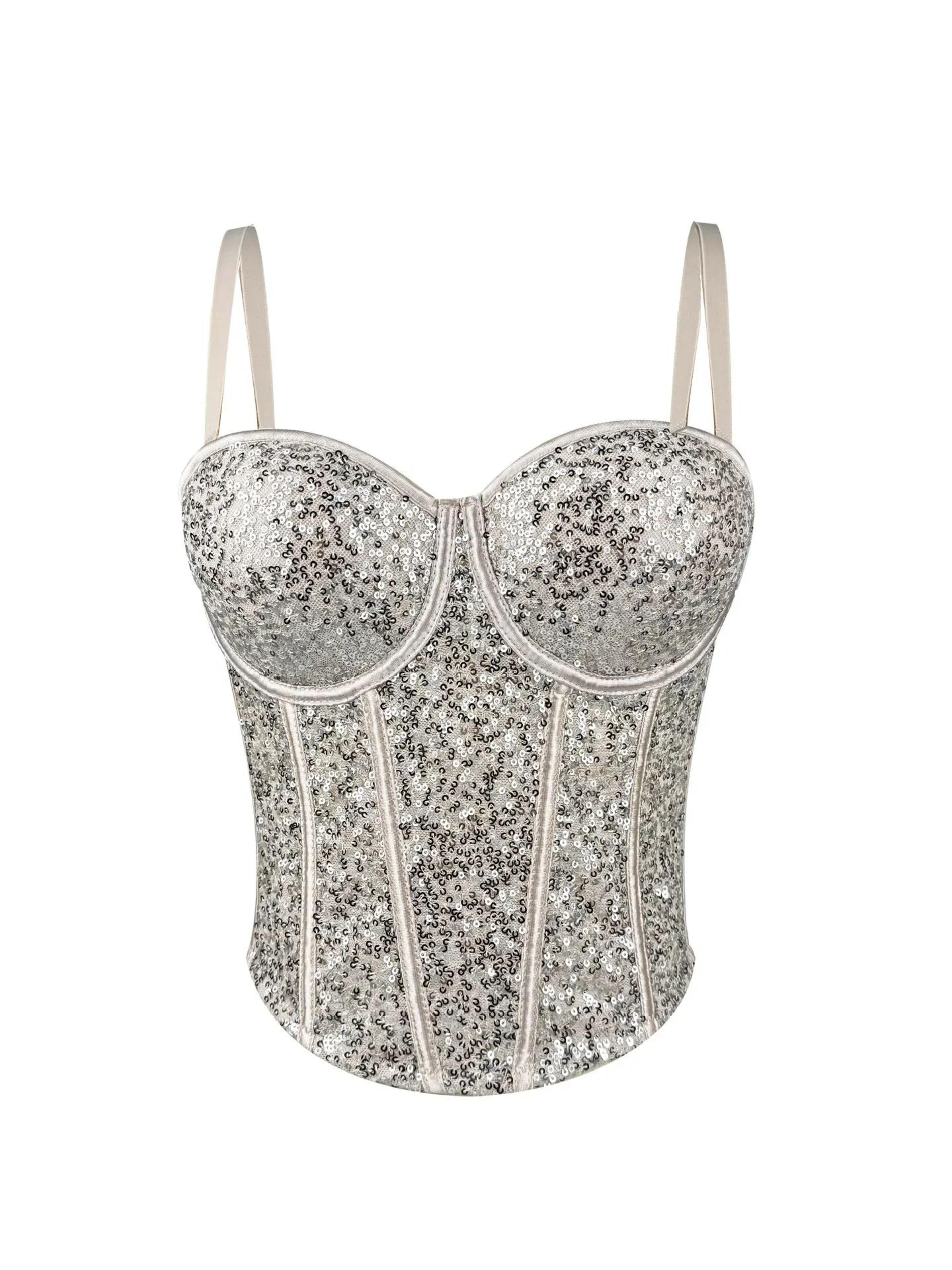 GlamSpark Sequin Camisole Tank Top  Y2K Sexy Club Party Corset Camis For Women 13