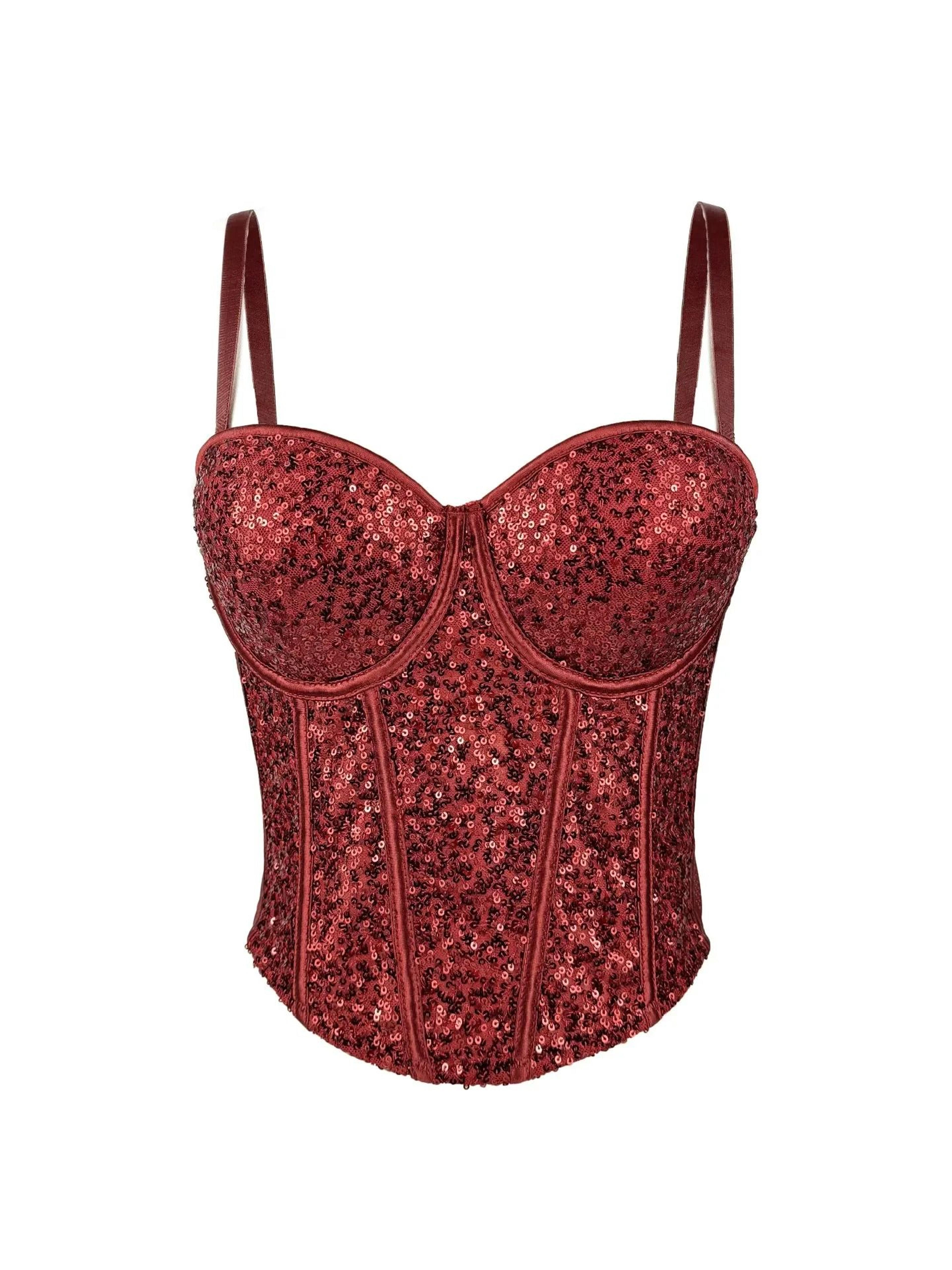 GlamSpark Sequin Camisole Tank Top  Y2K Sexy Club Party Corset Camis For Women 10