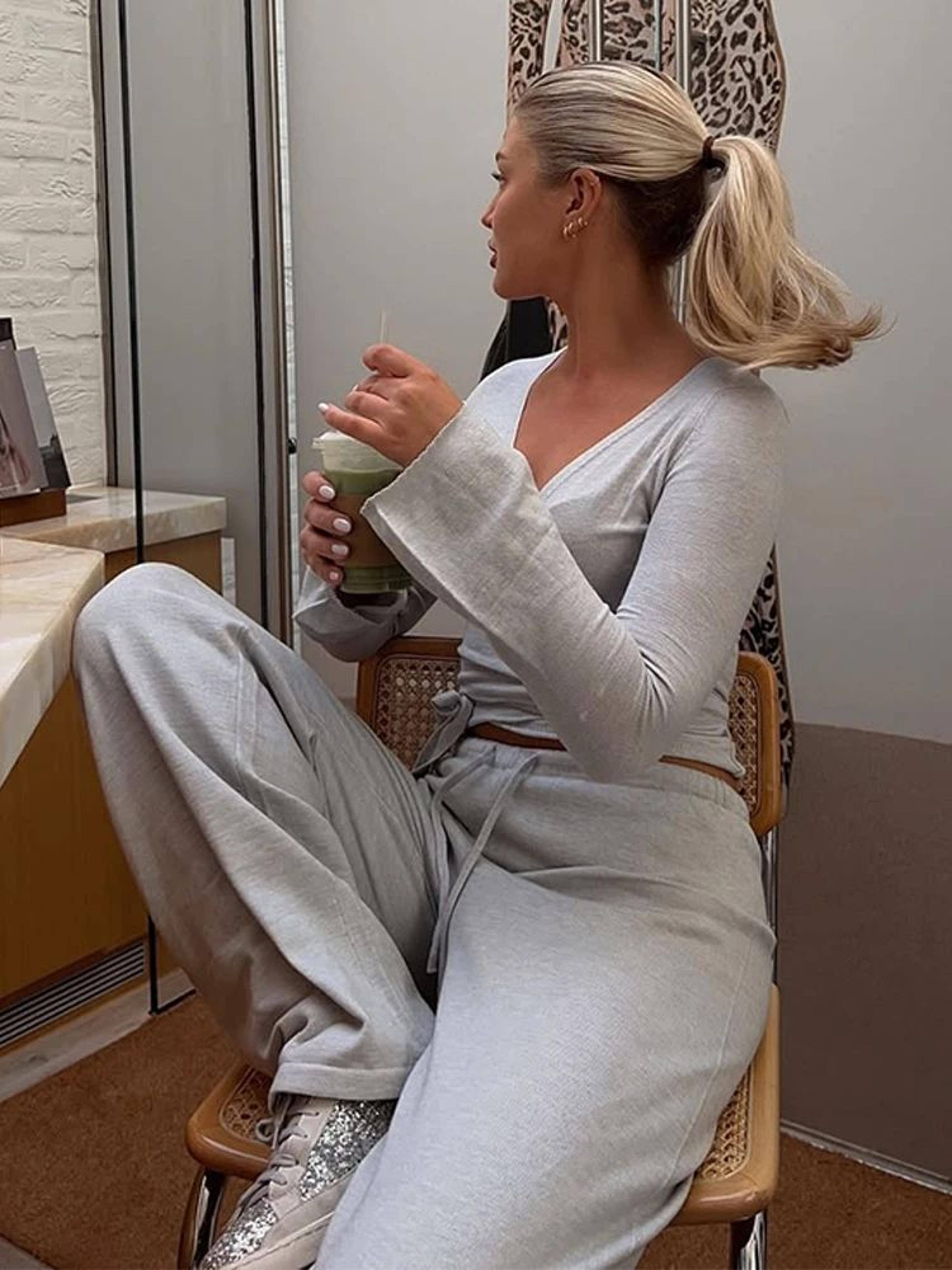 Absobe Womens Autumn Winter Knit 2Piece Lounge Set  Flare Sleeve Crop Cardigan  WideLeg Pants Outfi