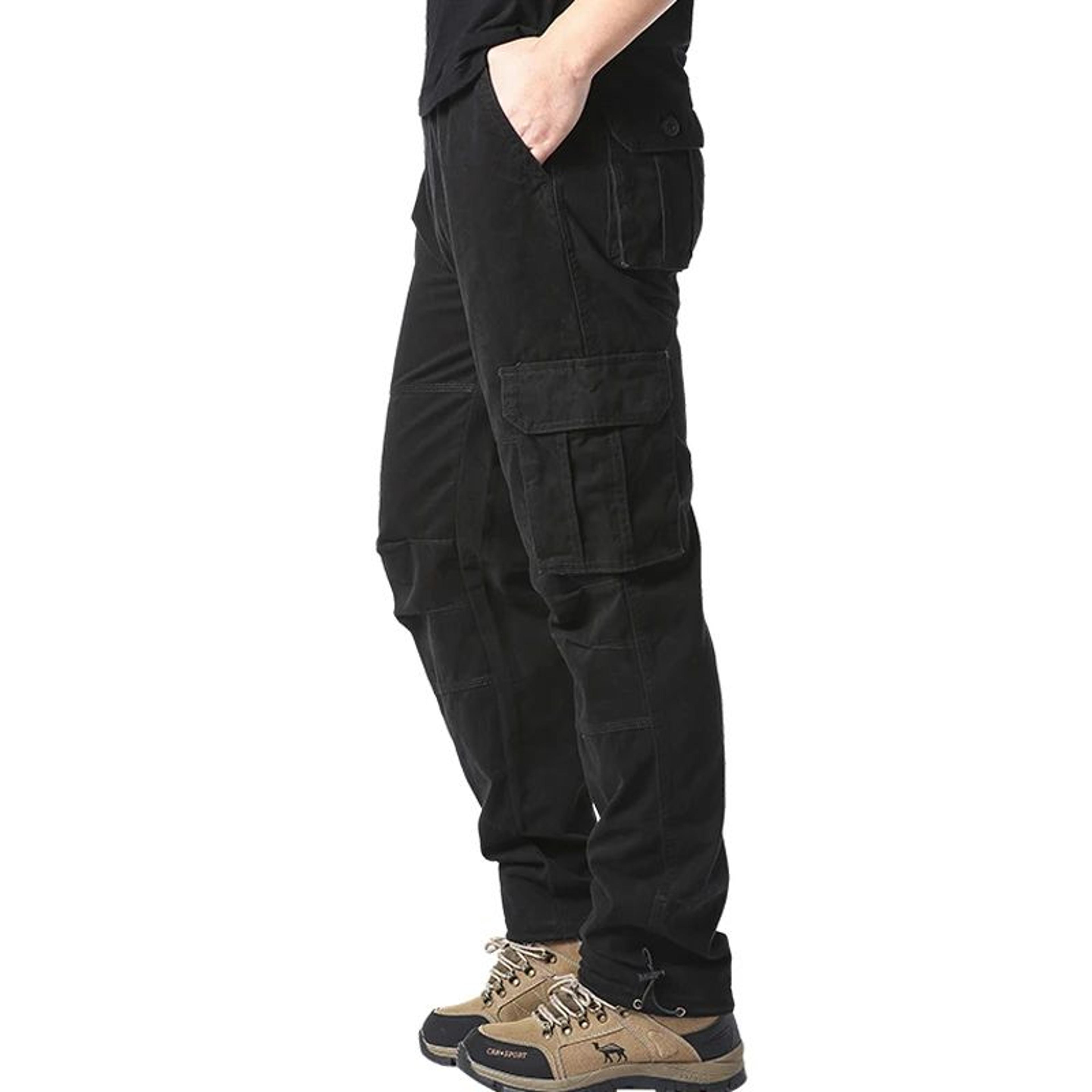 Mens Cotton Tactical Cargo Jogger Pants  Loose Fit Elastic Waist Outdoor Work  Sports Overalls With 7