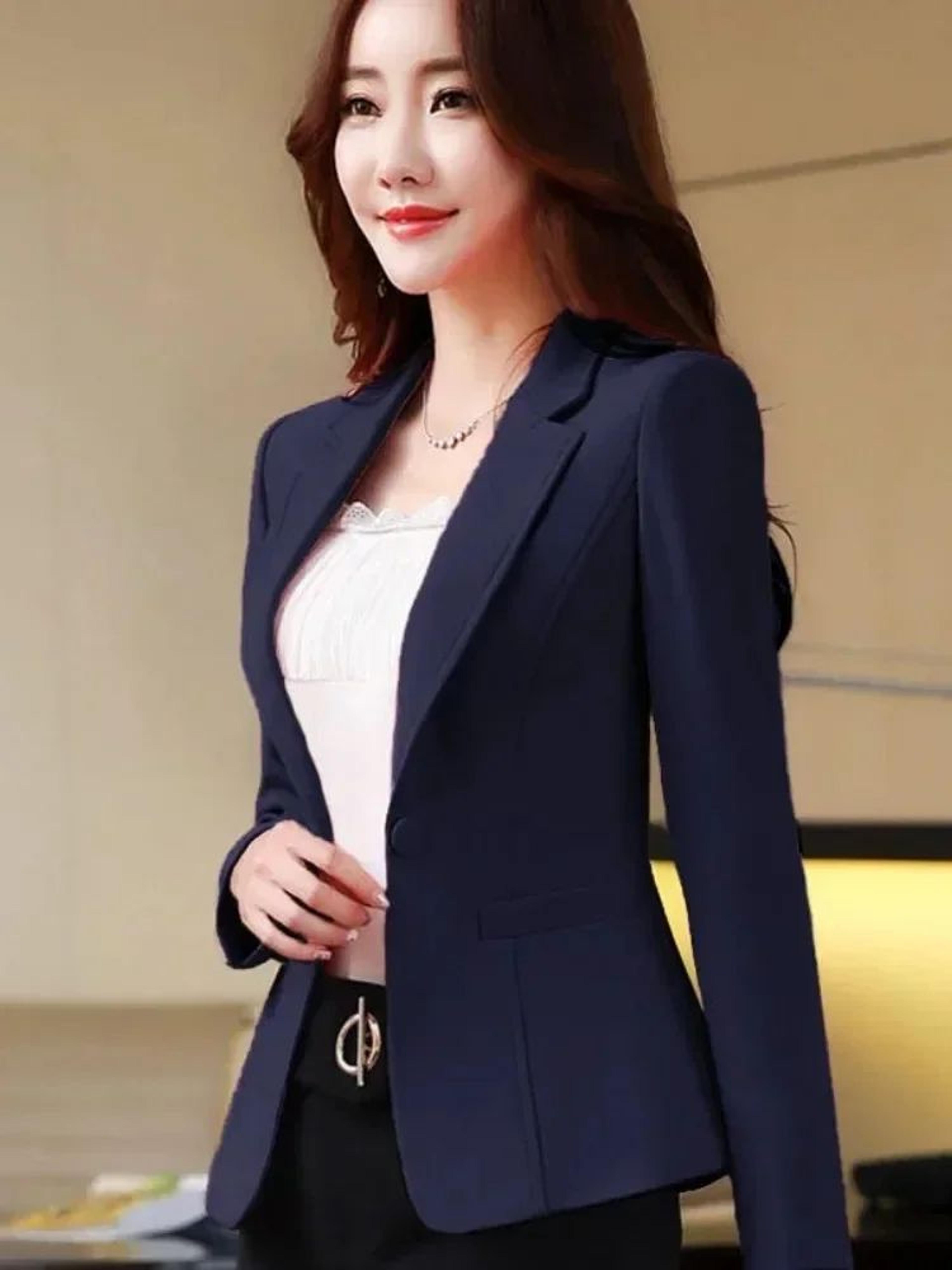 Womens Classic Black Slim Fit Office Blazer  Professional SingleBreasted Business Suit Jacket 12