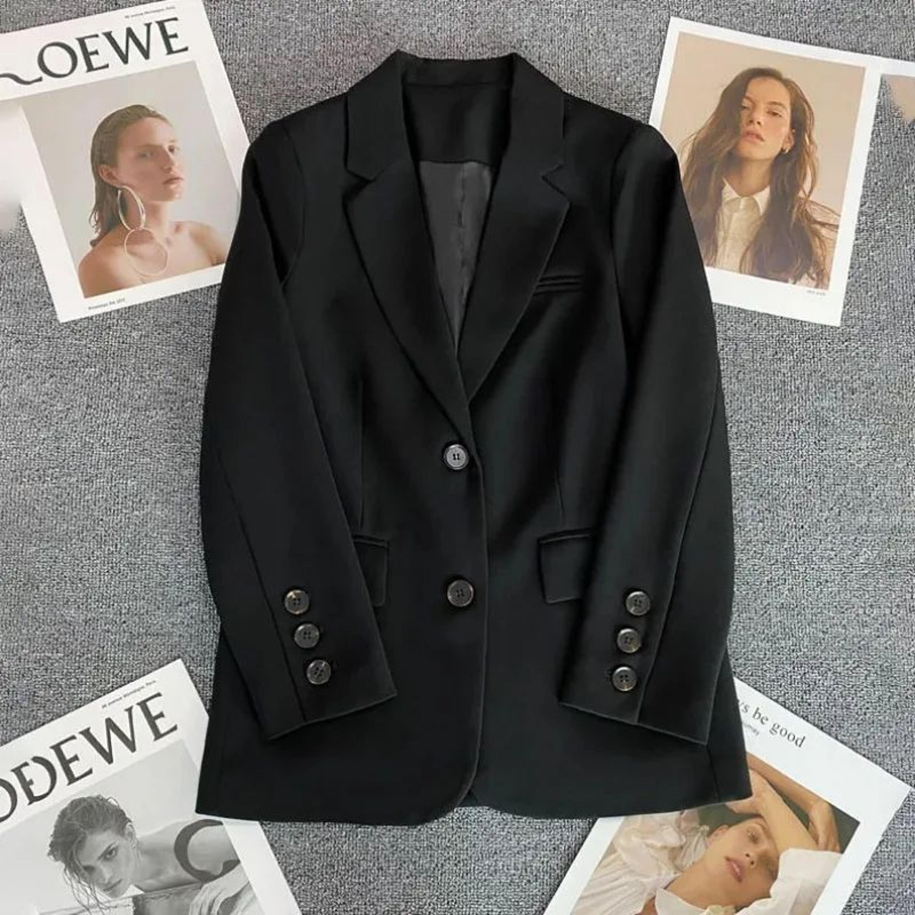 women's elegant slim fit office blazer – single button long sleeve business suit jacket