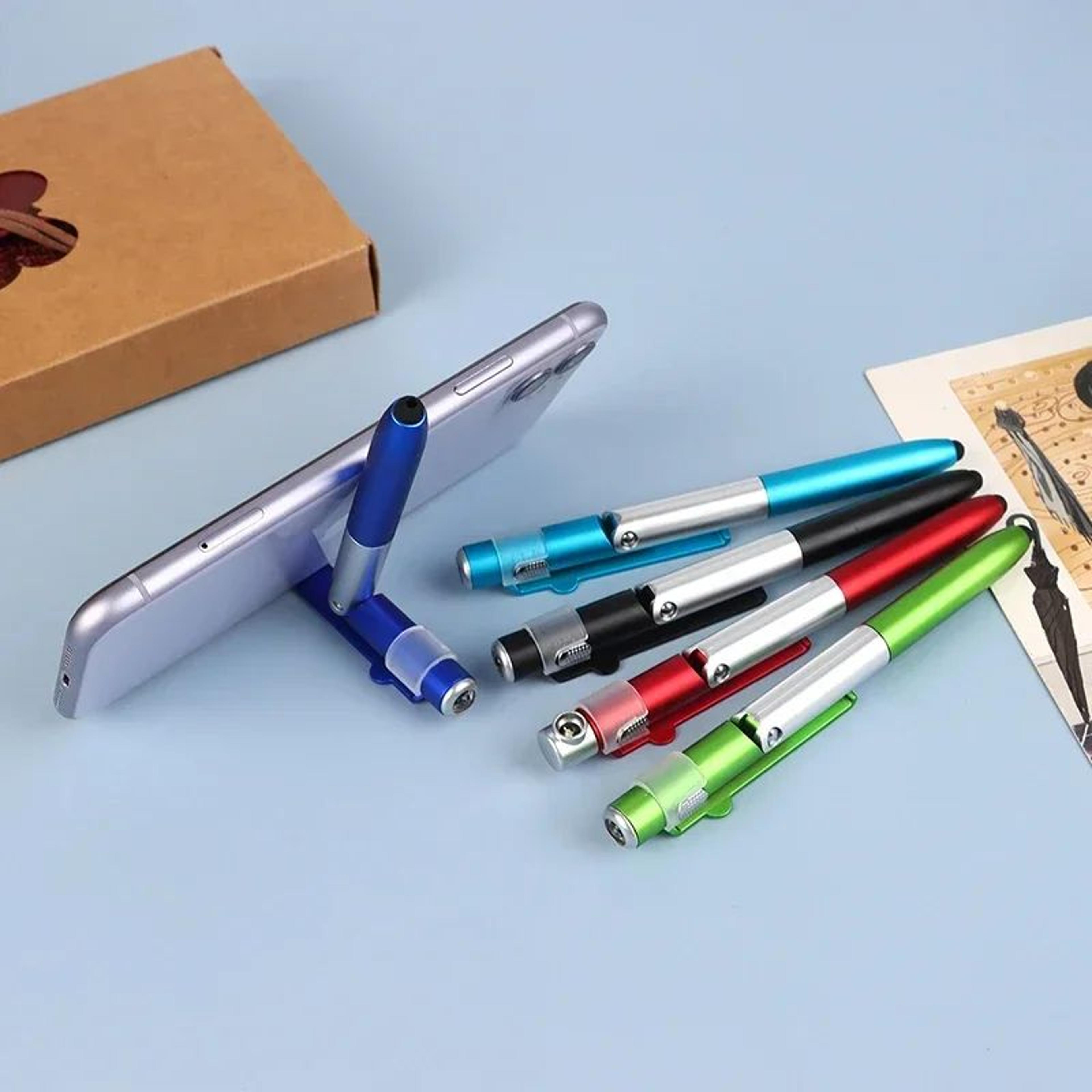 4in1 Multifunction Stylus Ballpoint Pen  Foldable Phone Holder Flashlight  Touchscreen Pen 5