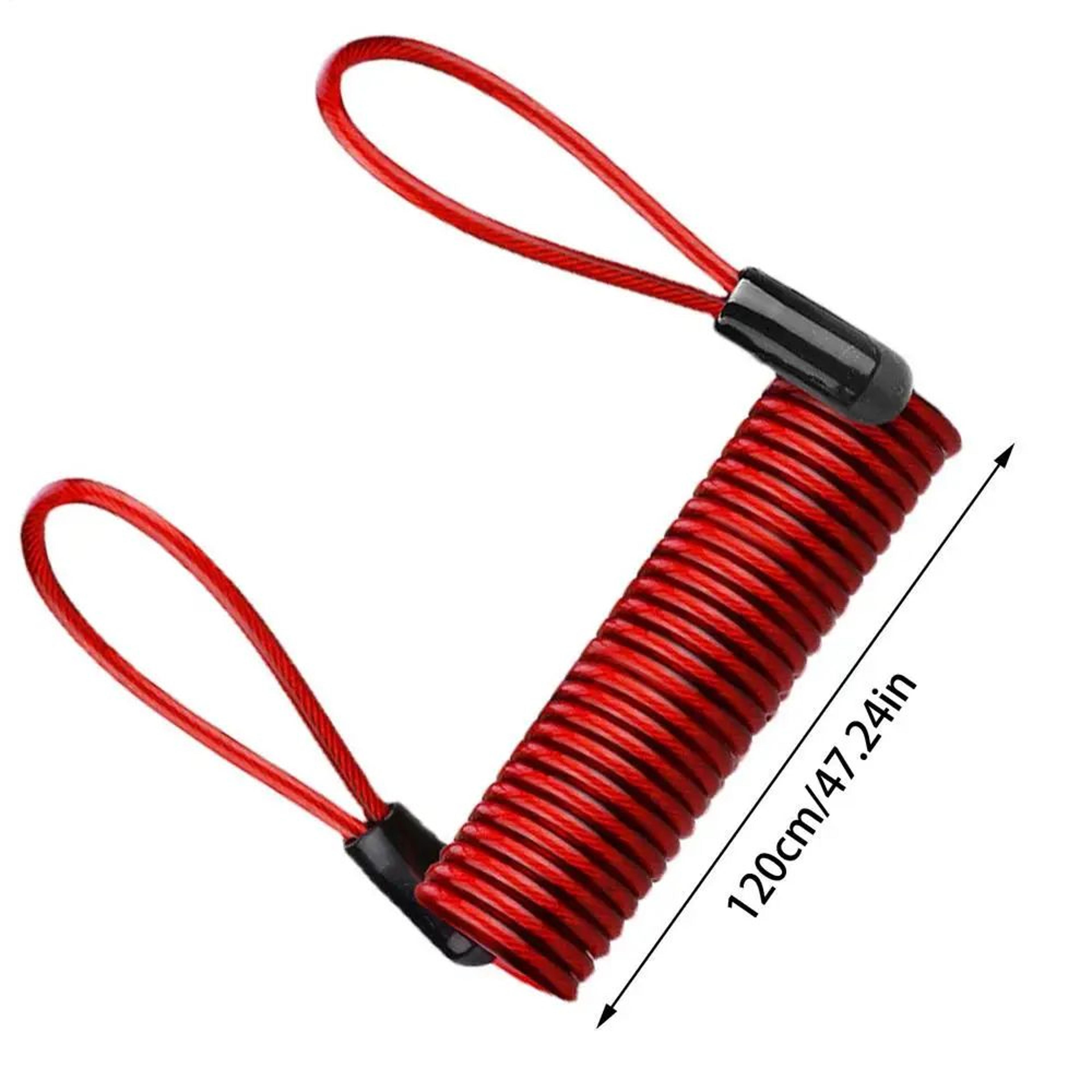 Motorcycle Disc Lock Reminder Cable  47in Steel Wire AntiTheft Coil With PVC Cover For Bikes  Scoot 7