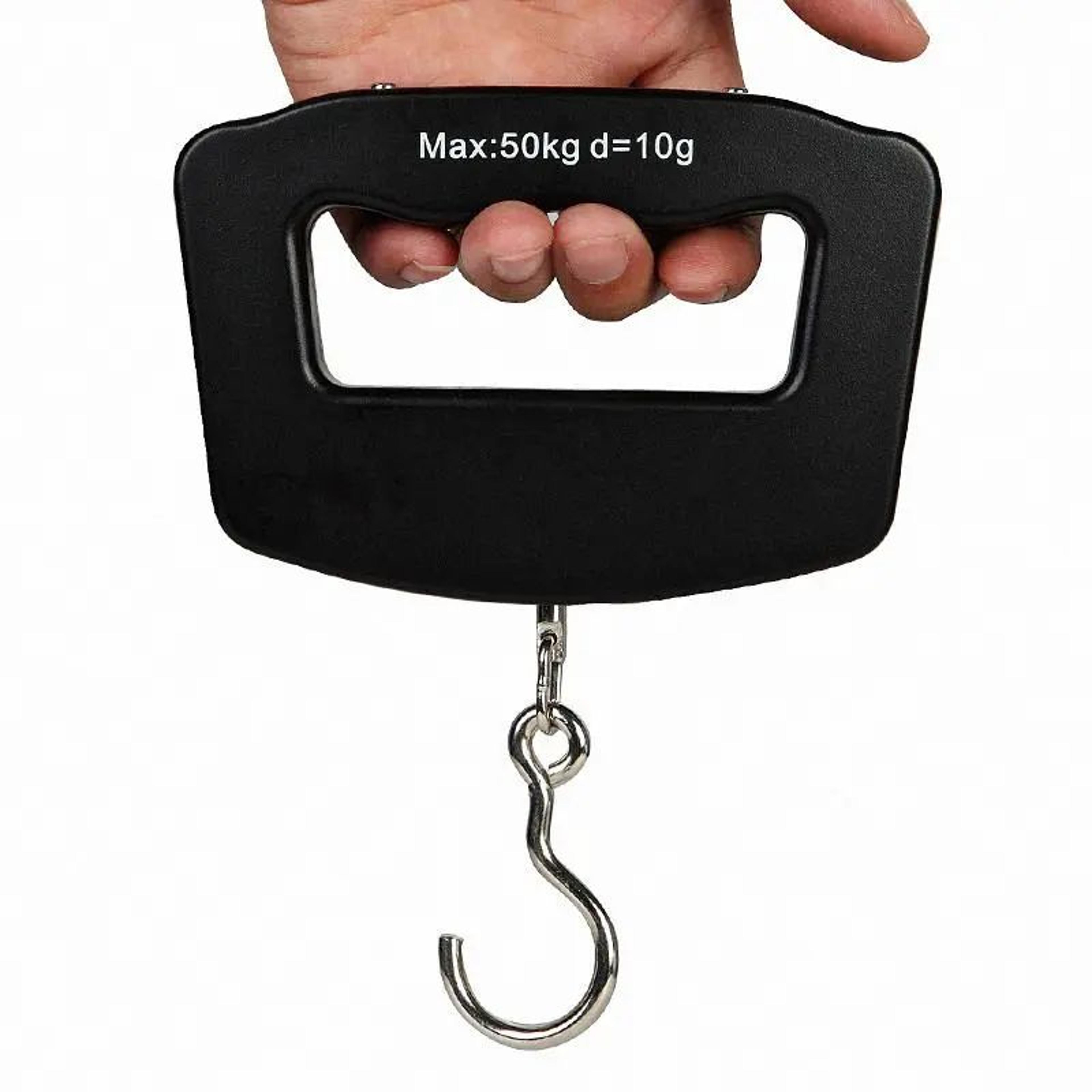 portable digital hanging scale 110 lb – lcd fish & luggage weighing scale with hook & strap