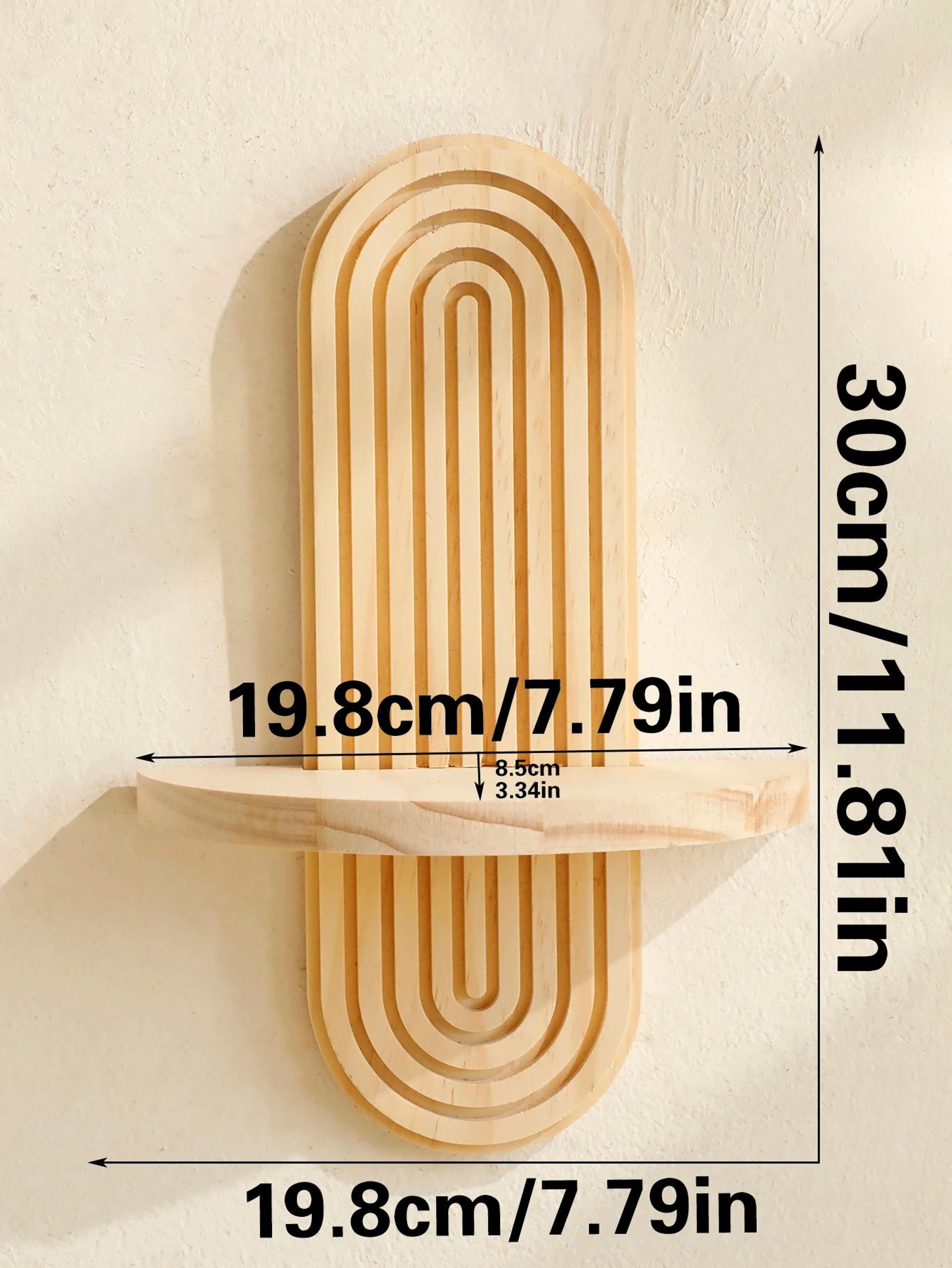 Boho Geometric Wooden Wall Shelves  Natural Wood Floating Display Shelves For Plants  Home Decor 6