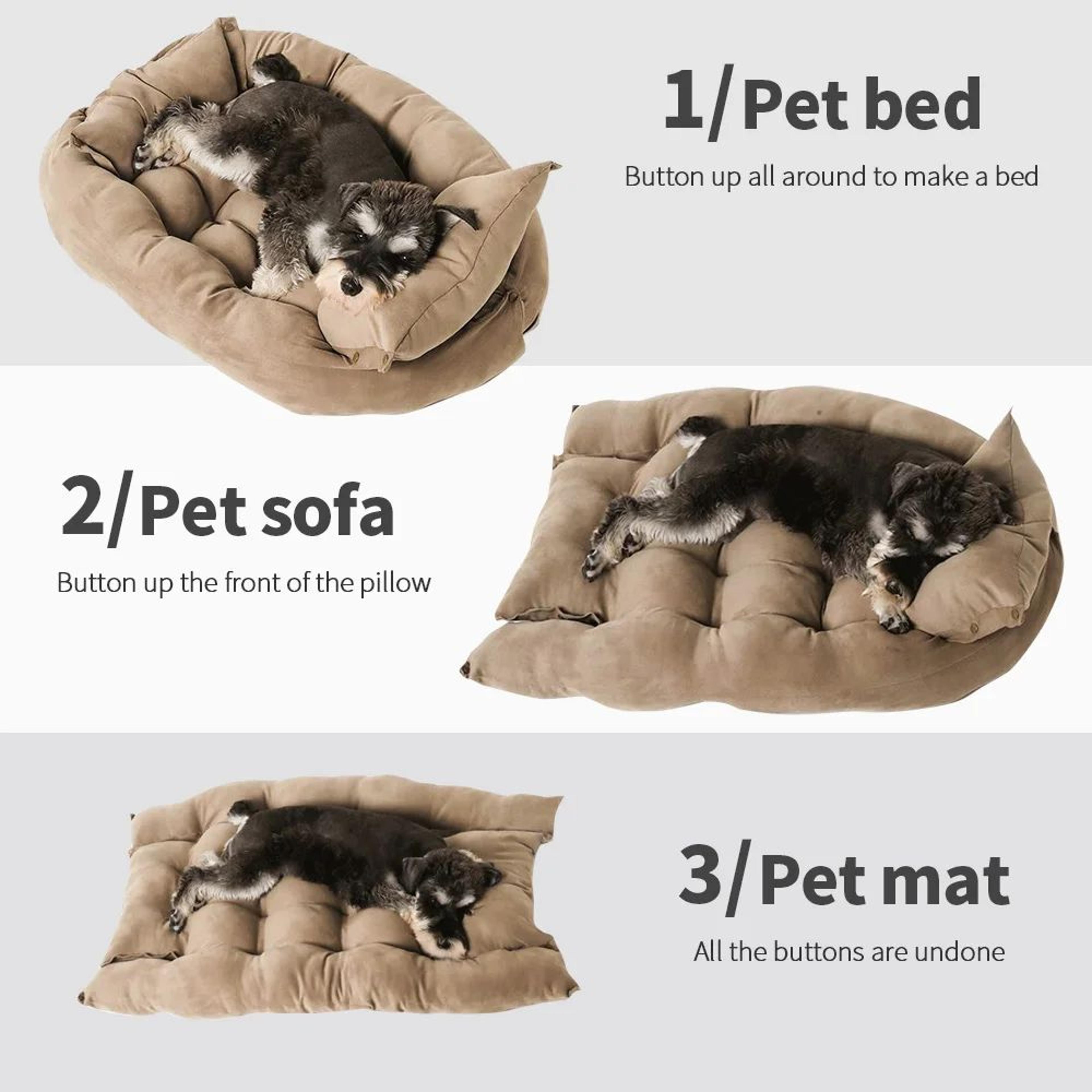 3in1 Multifunction Pet Bed Mat  Soft Warm Dog  Cat Sofa Cushion Nest 3