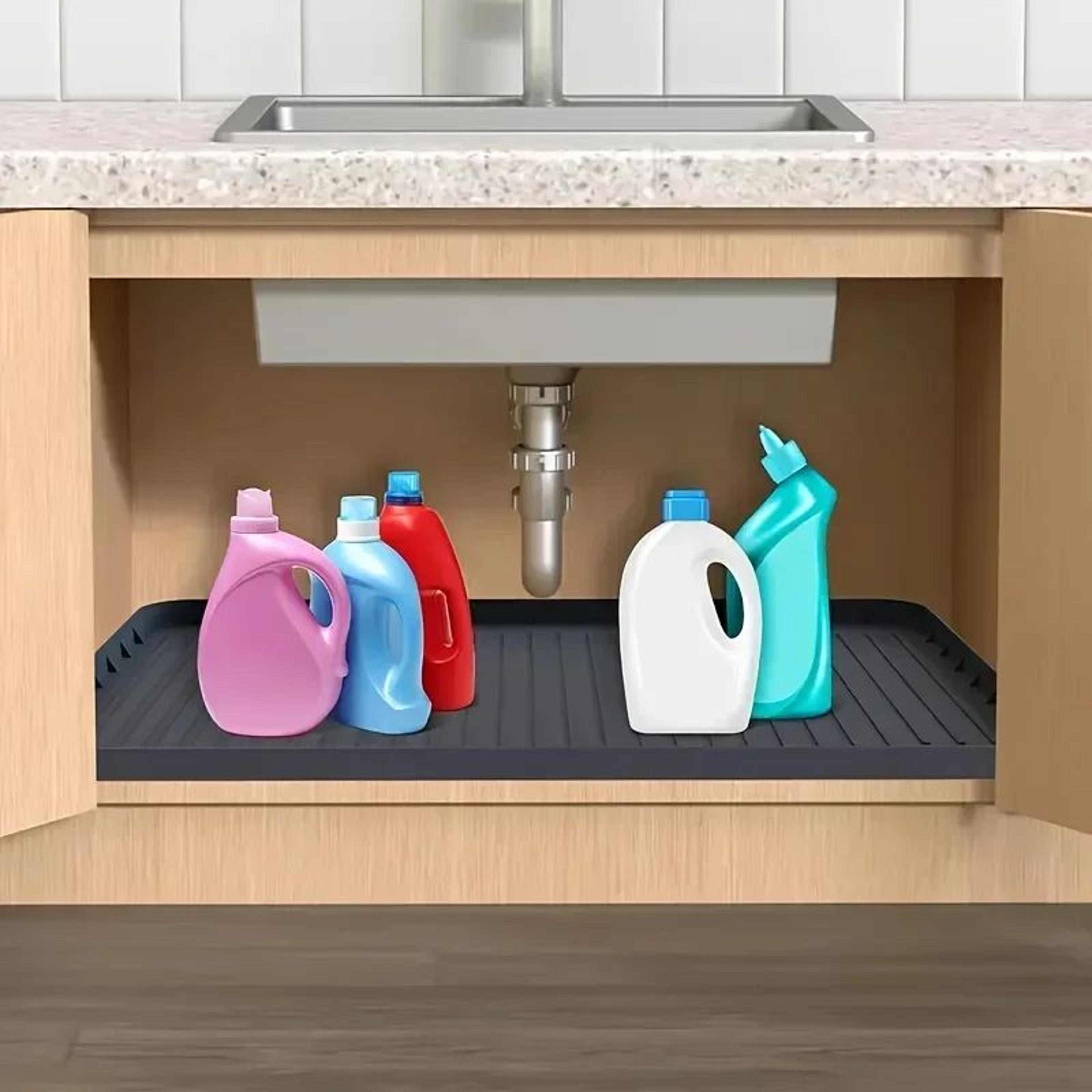 Waterproof UnderSink Mat Liner  Durable Cabinet Drip Tray Protector For Kitchen  Bathroom Storage 1