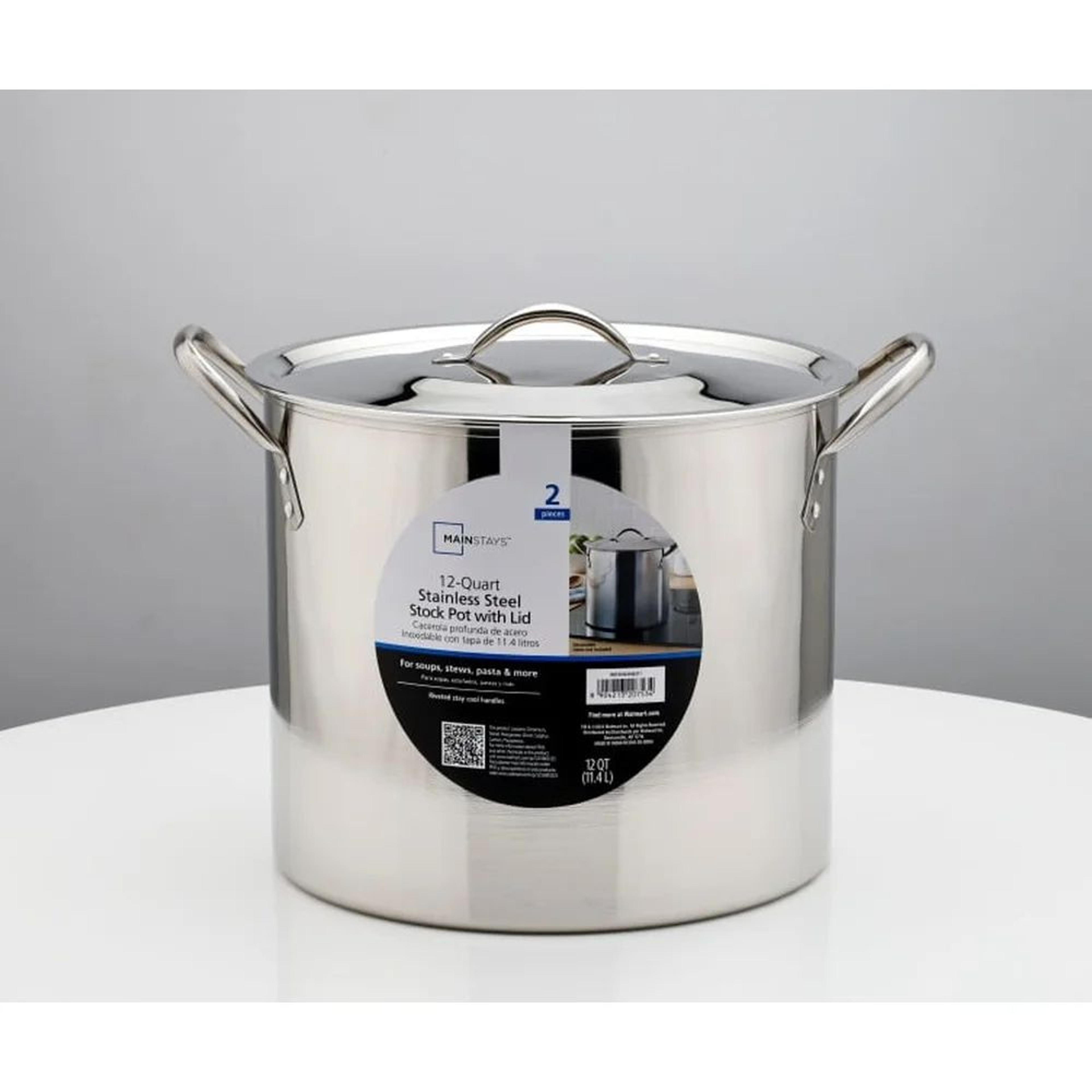 12Quart Stainless Steel Stock Pot With Lid  Heavy Duty Cooking Pot With StayCool Handles 3